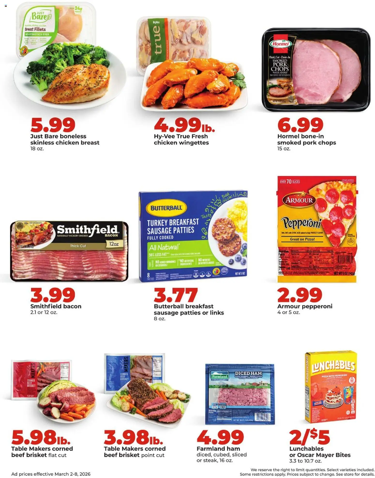 HyVee Weekly Ad - valid from 02.03.2026 | Page: 13 | Products: Table, Pizza, Water, Sausage