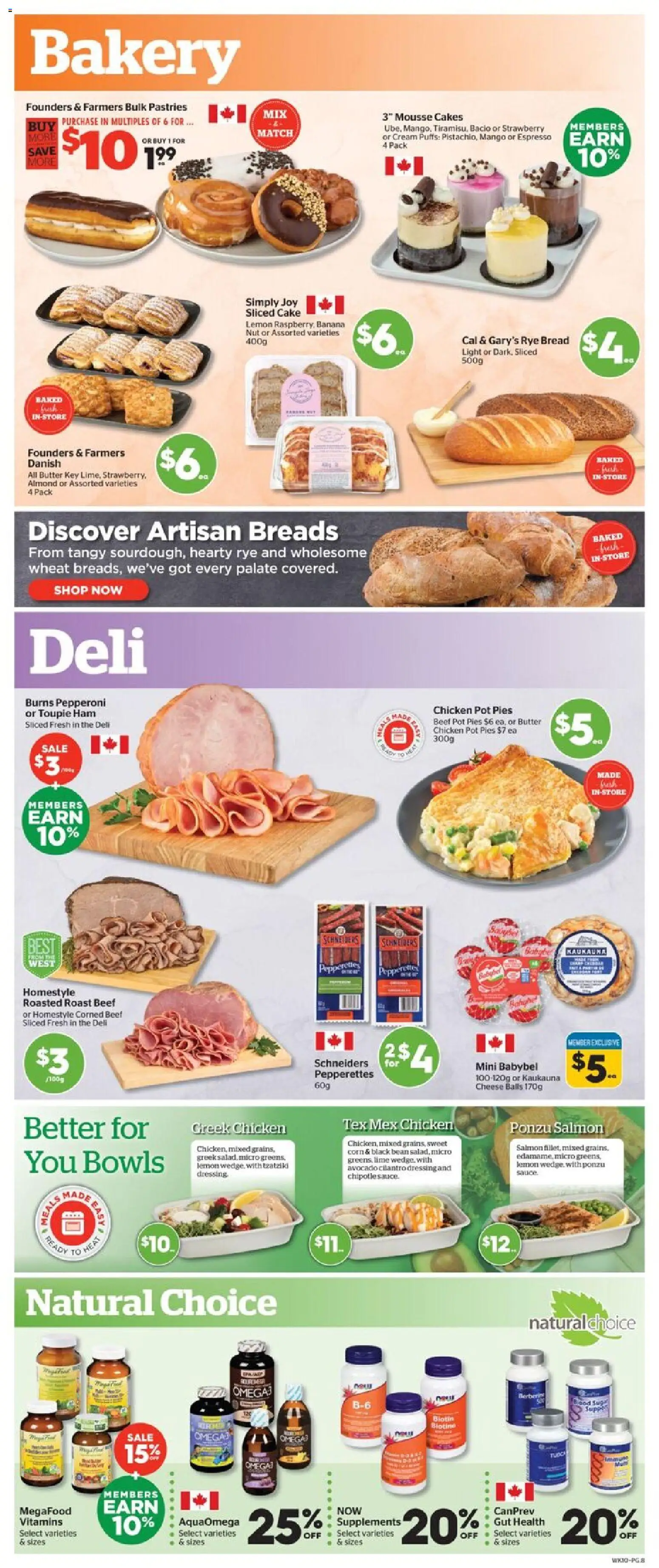 Calgary Co-op flyer valid from 08.01.2026 | Page: 8 | Products: Beef, Cream, Butter, Bread