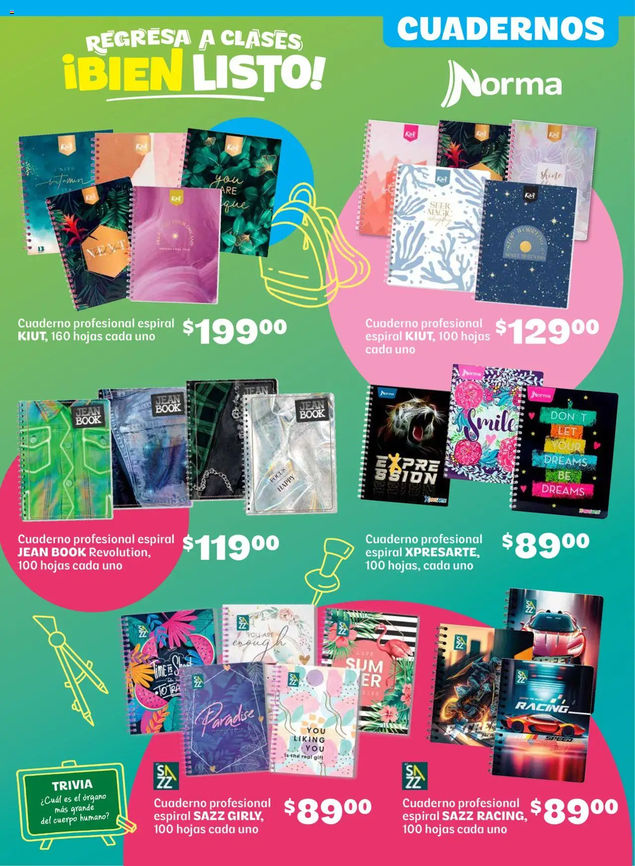 Nuevas ofertas de Soriana válidas en toda la República Mexicana desde el 14.08.2025. ¡Encuentra las mejores ofertas en Soriana - Regresa a clases bien listo Híper Nacional! | Página: 5 | Productos: Cuaderno