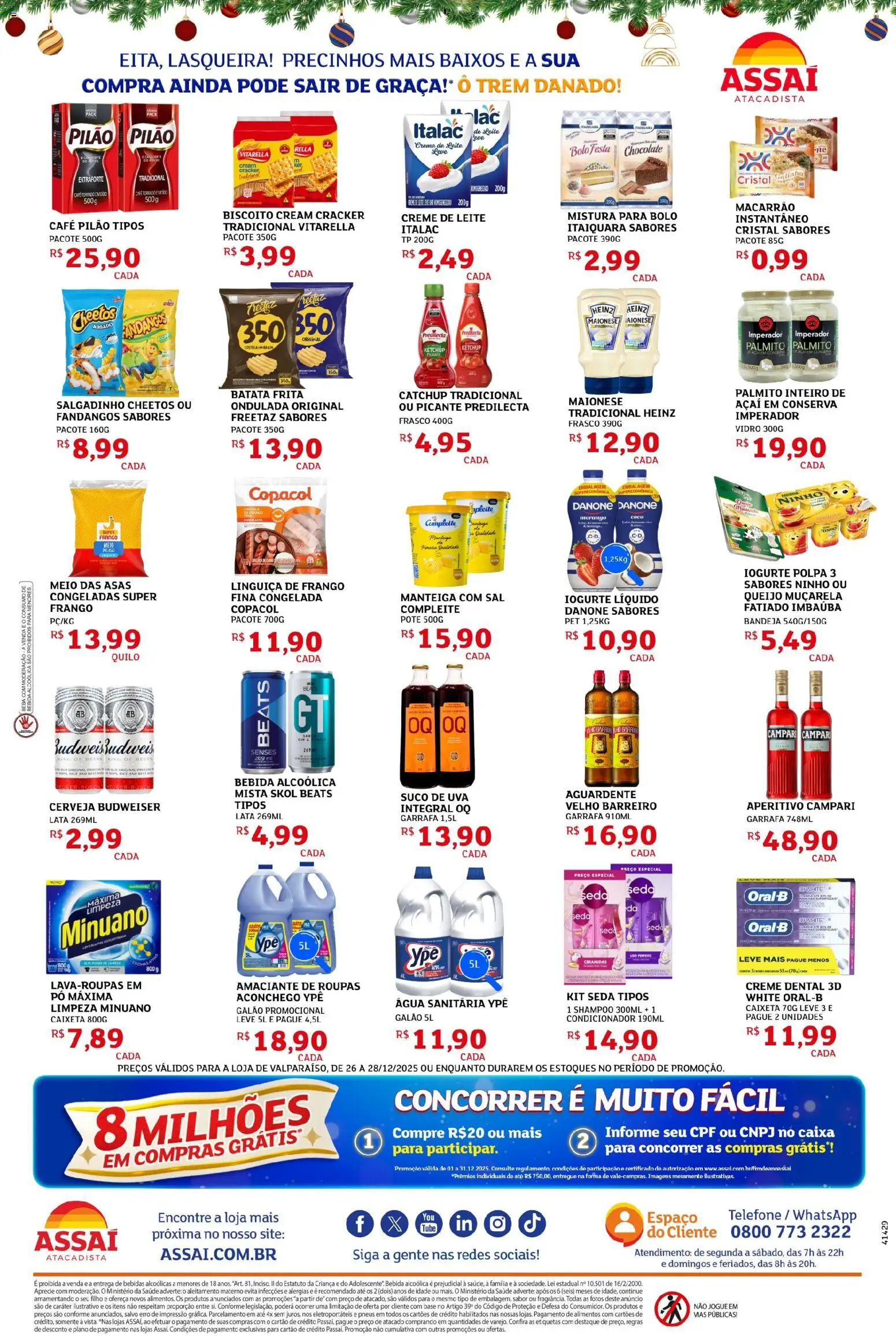 Assaí Atacadista Folheto - válido de 27.12.2025 | Página: 2 | Produtos: Manteiga, Telefone, Creme de leite, Água sanitária