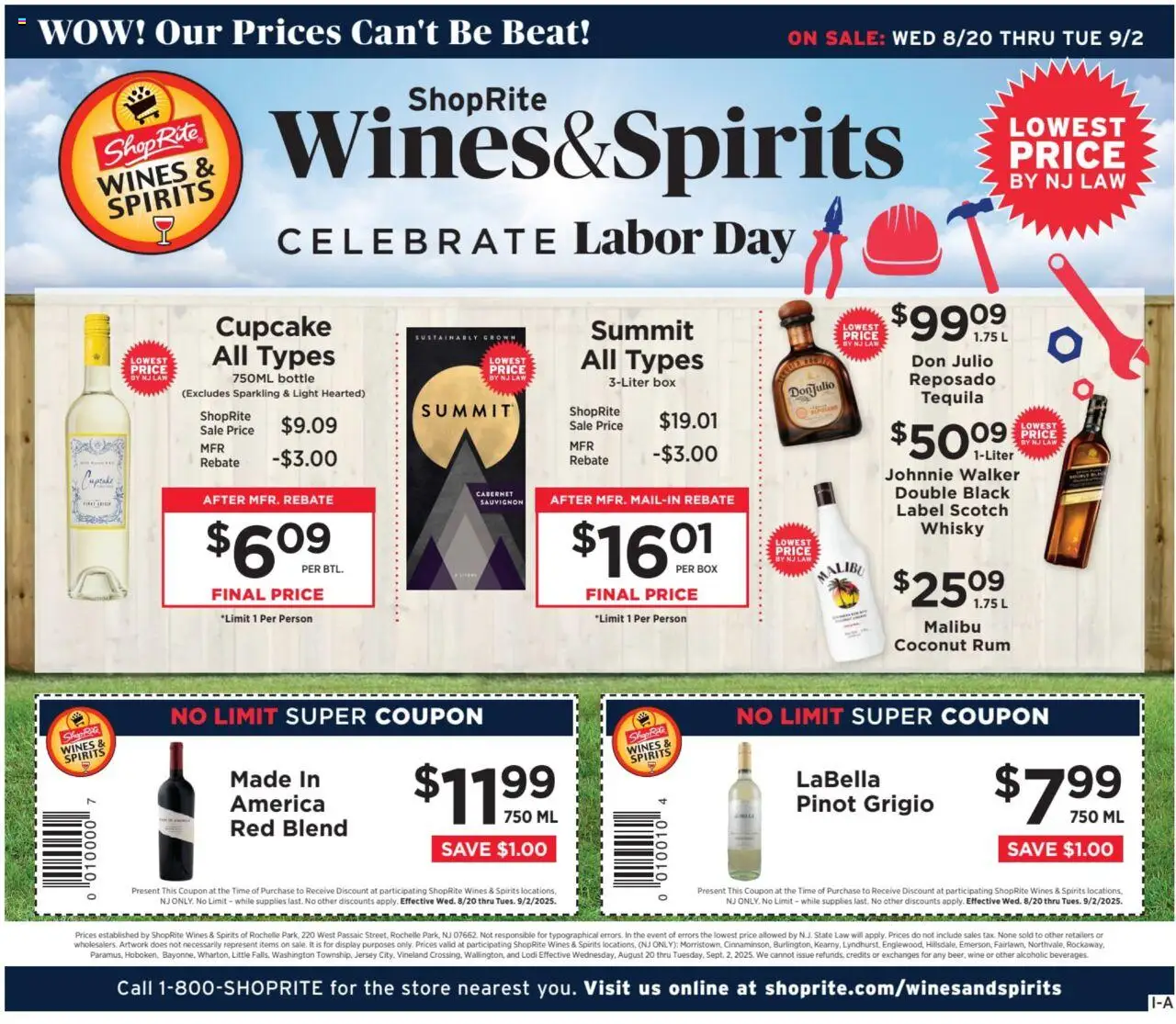 ShopRite Wine & Spirits - valid from 20.08.2025 | Page: 1 | Products: Box, Wine, Cupcake
