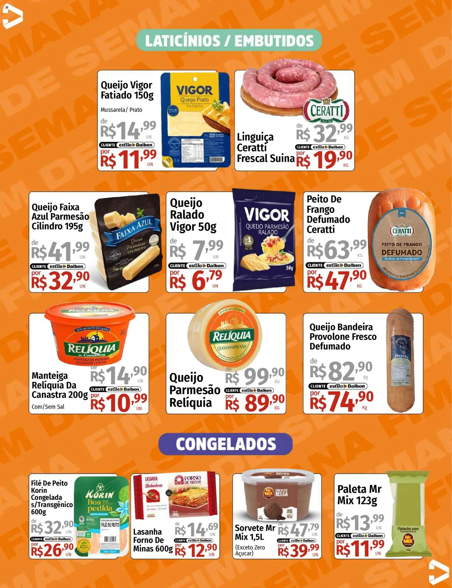 Supermercado Dalben Folheto - válido de 07.11.2025 | Página: 10 | Produtos: Linguiça, Provolone, Parmesão, Frango
