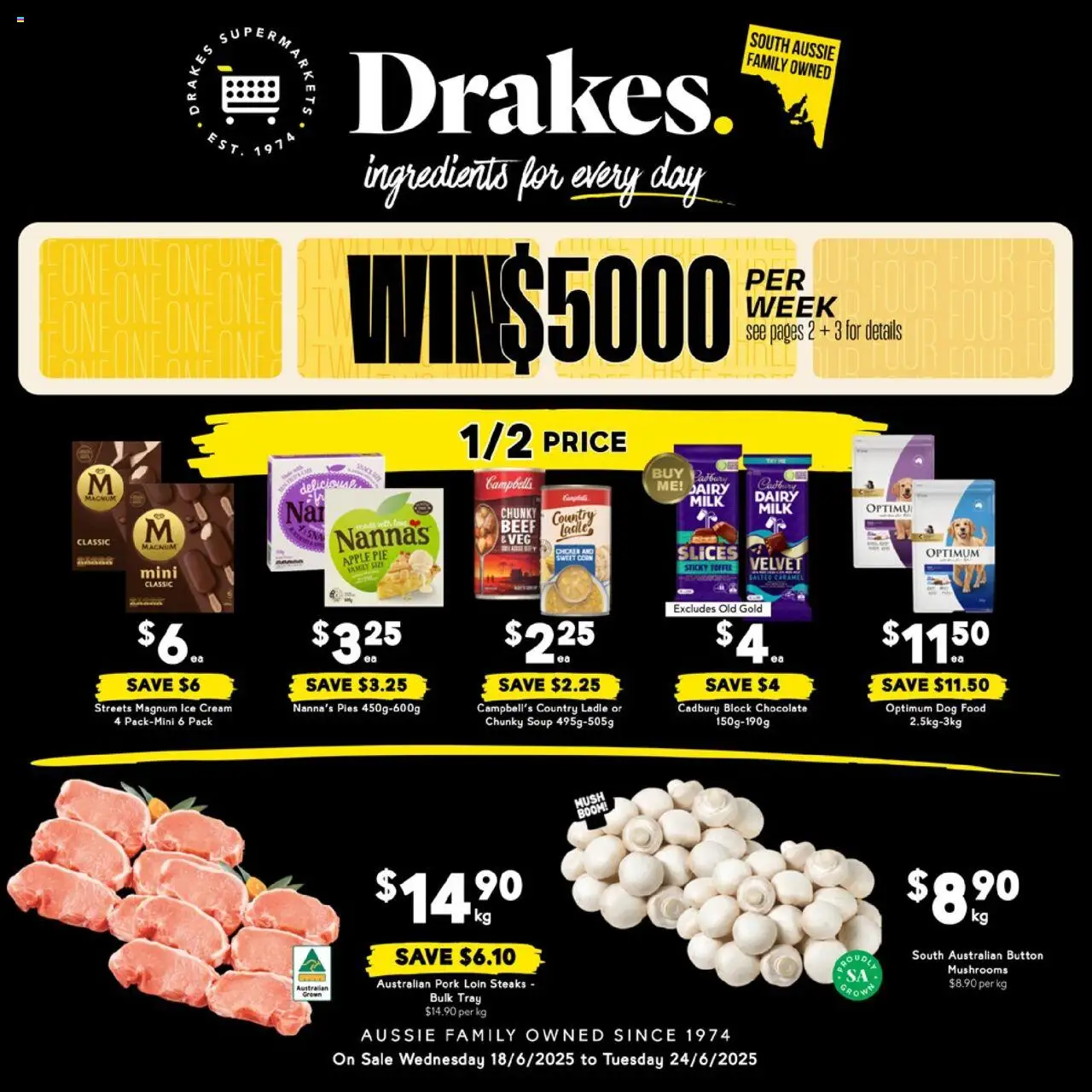 Drakes catalogue - valid from 18.06.2025 | Page: 1 | Products: Chocolate, Pork, Ice cream, Pies