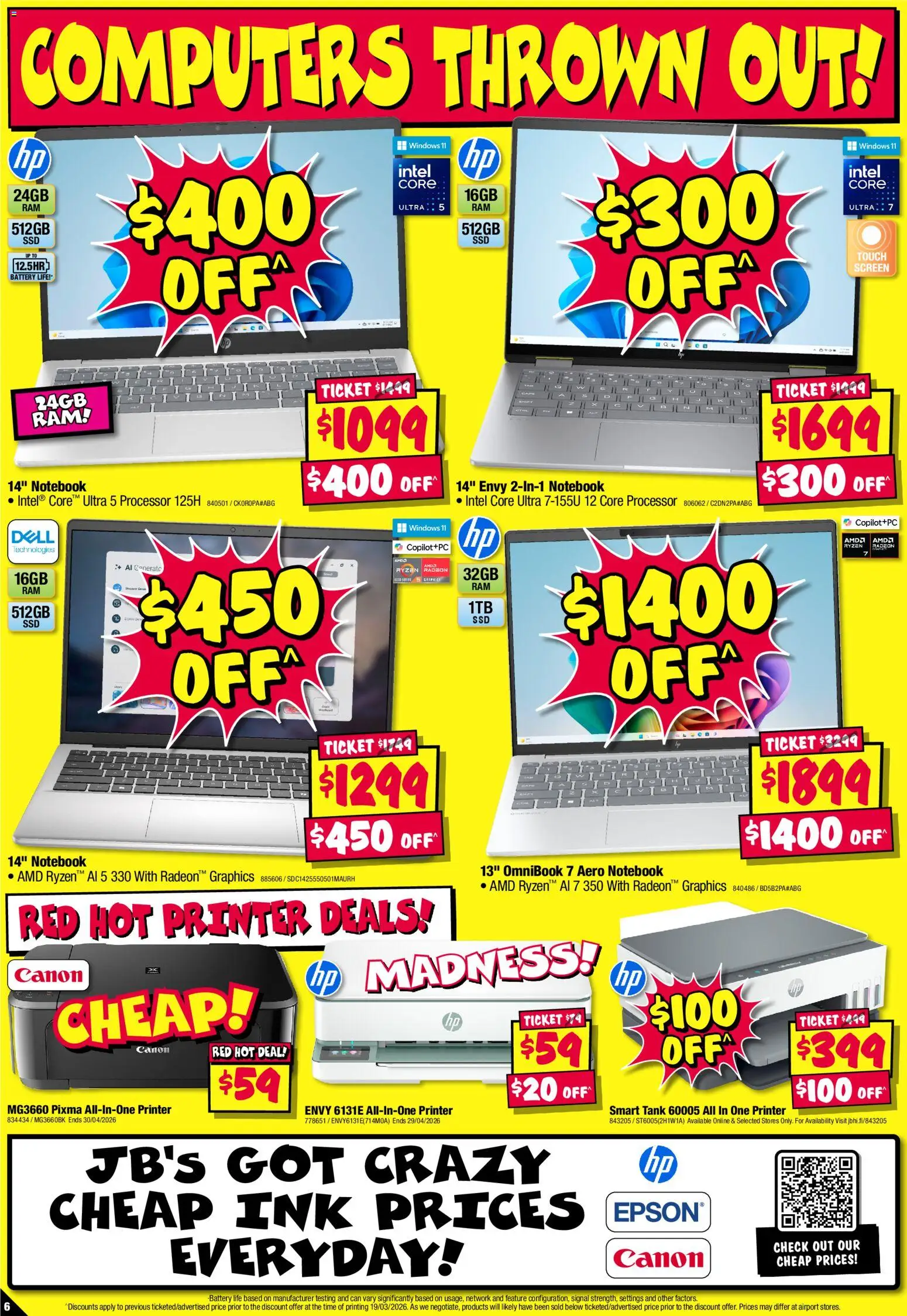 JB Hi-Fi catalogue - valid from 02.04.2026 | Page: 6 | Products: Battery, Notebook, Printer, Screen