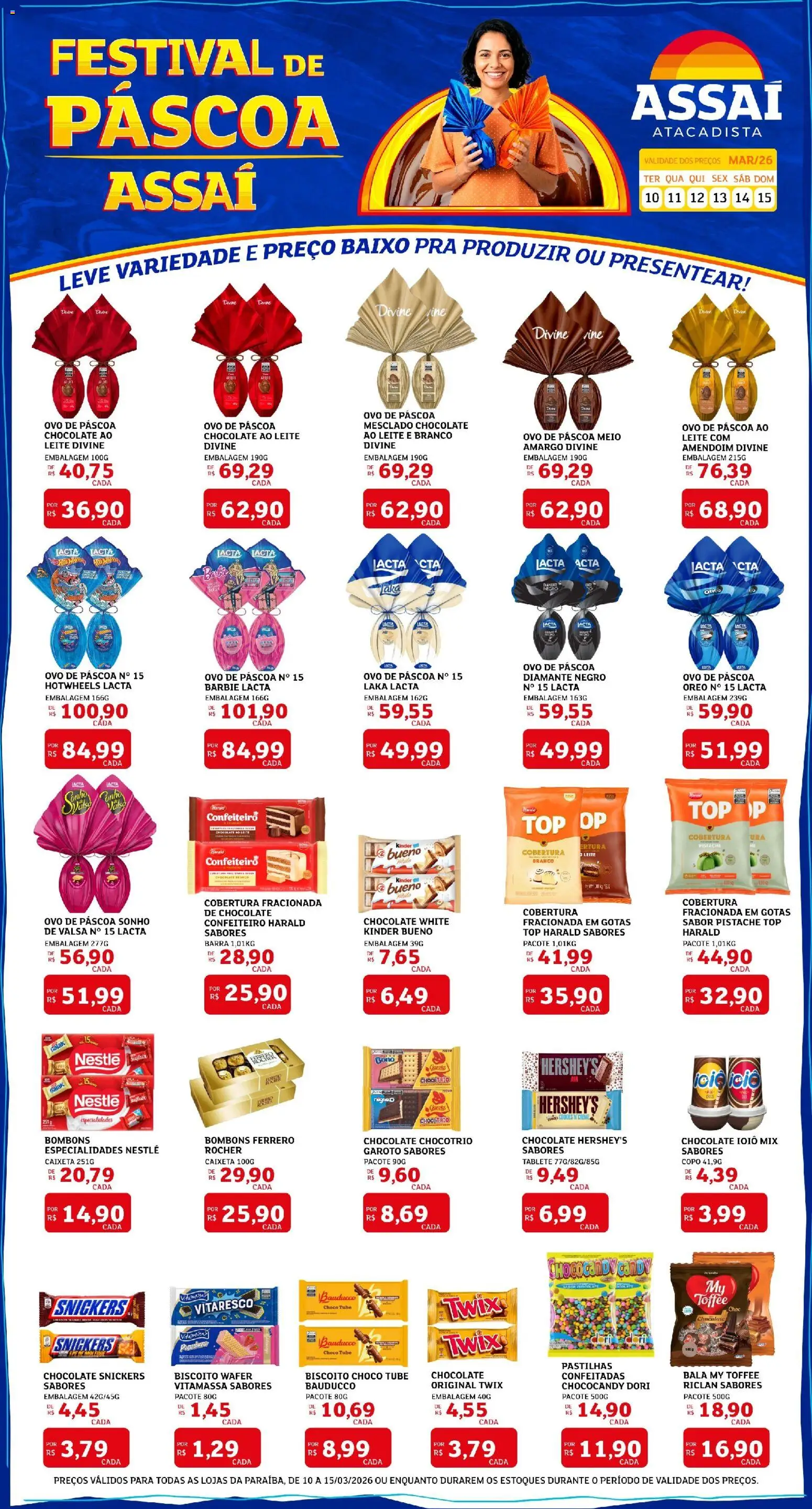 Assaí Atacadista Folheto - válido de 10.03.2026 | Página: 1 | Produtos: Ovo de páscoa, Biscoito, Twix, Creme