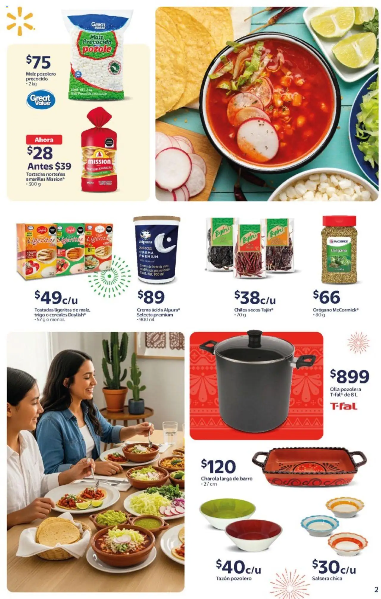 Nuevas ofertas de Walmart válidas en toda la República Mexicana desde el 08.09.2025. ¡Encuentra las mejores ofertas en Walmart - Folleto Tu Noche Mexicana! | Página: 2 | Productos: Crema de leche, Leche, Cereales, Orégano
