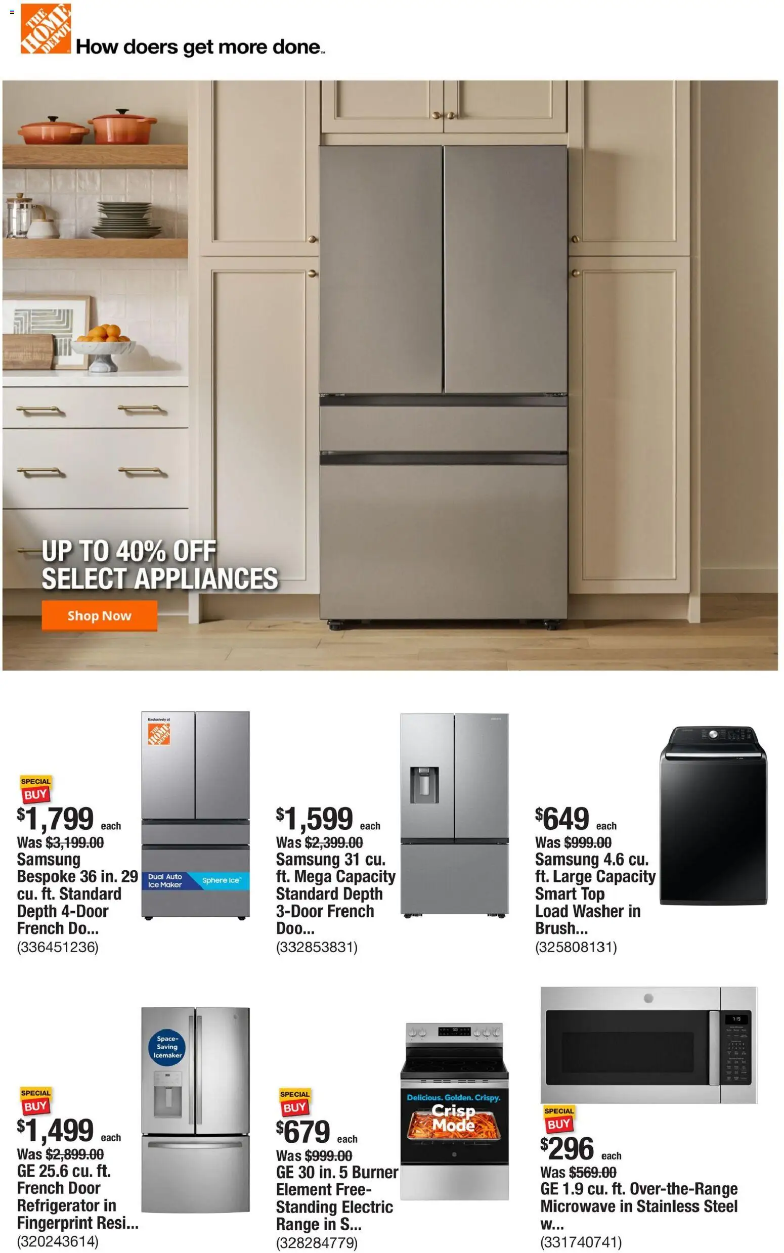 Home Depot Weekly Ad - TX - valid from 18.12.2025 | Page: 1 | Products: Brush, Microwave, Washer, Ice Maker