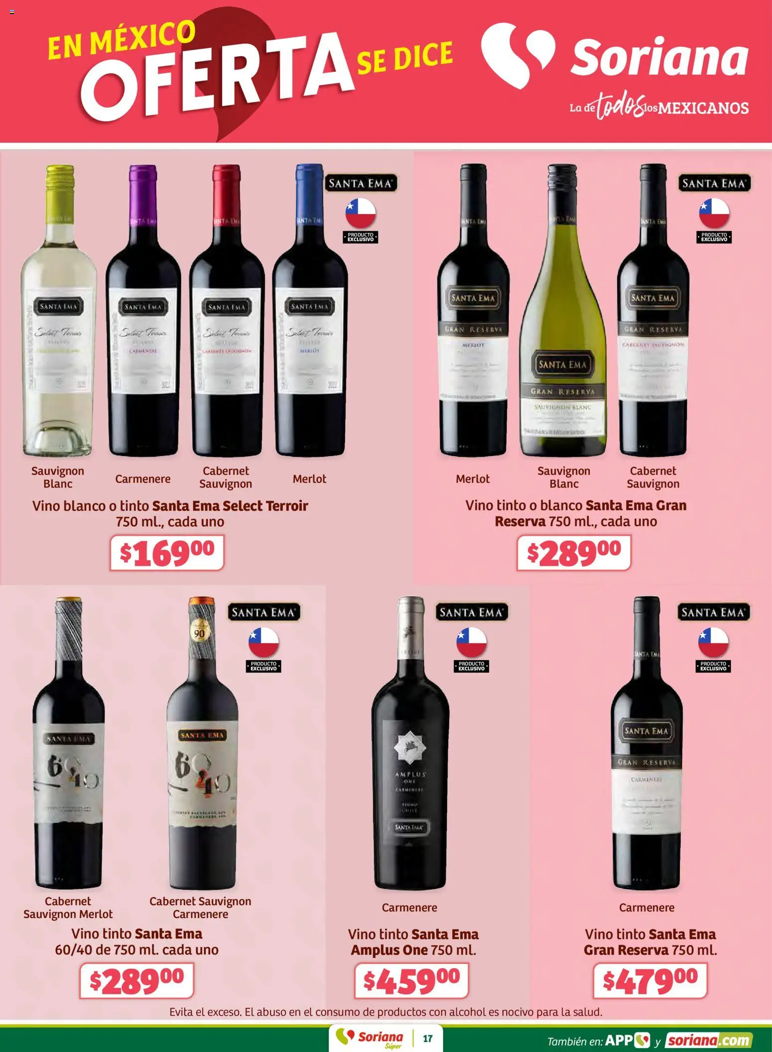 Nuevas ofertas de Soriana válidas en toda la República Mexicana desde el 15.01.2026. ¡Encuentra las mejores ofertas en Soriana - Preciazazaso Súper: Ags, Col, Gto, Jal, Mich! | Página: 17 | Productos: Vino