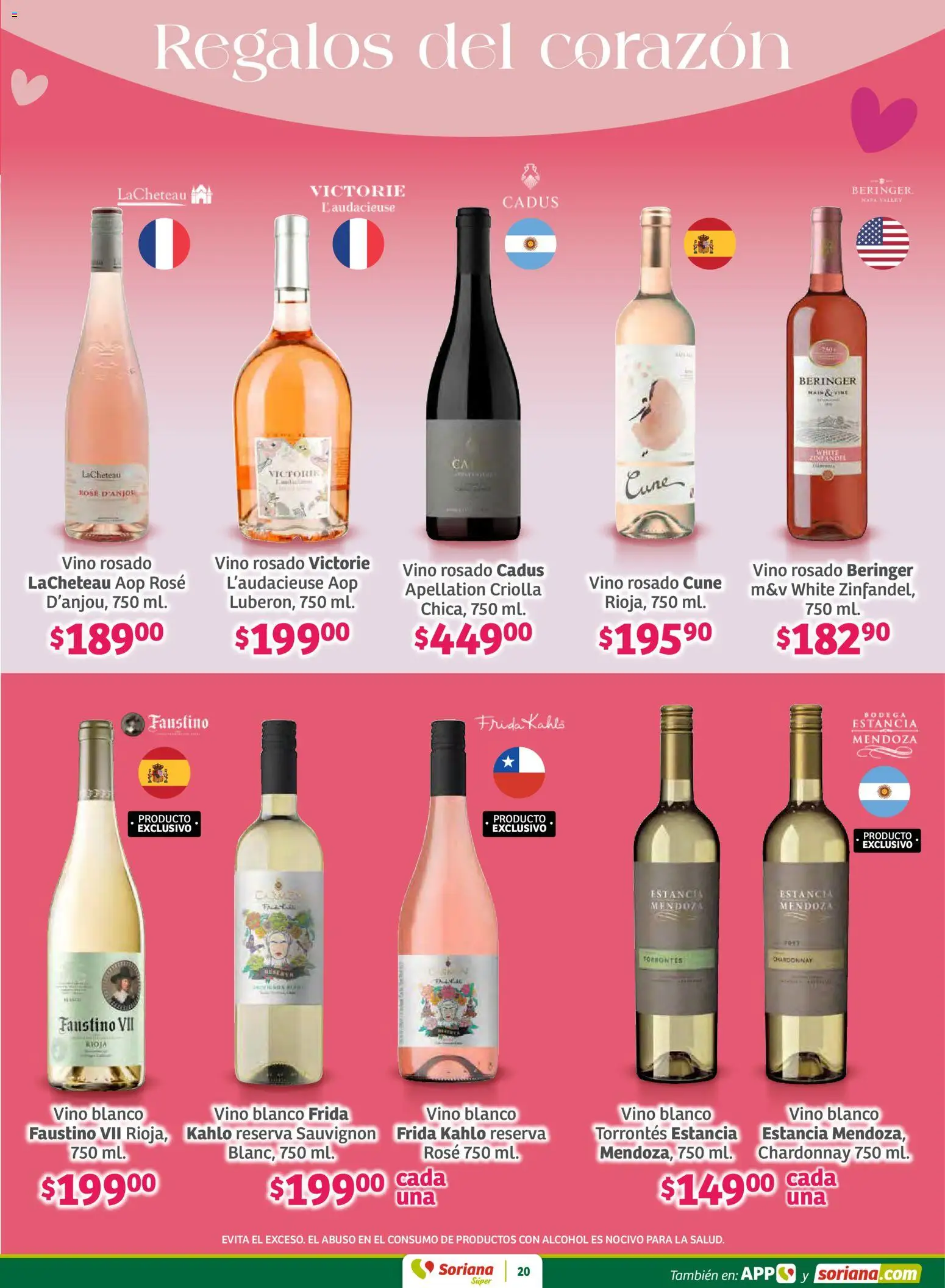 Nuevas ofertas de Soriana válidas en toda la República Mexicana desde el 30.01.2026. ¡Encuentra las mejores ofertas en Soriana - Preciazazaso Súper: Frontera BCN, Son! | Página: 20 | Productos: Vino