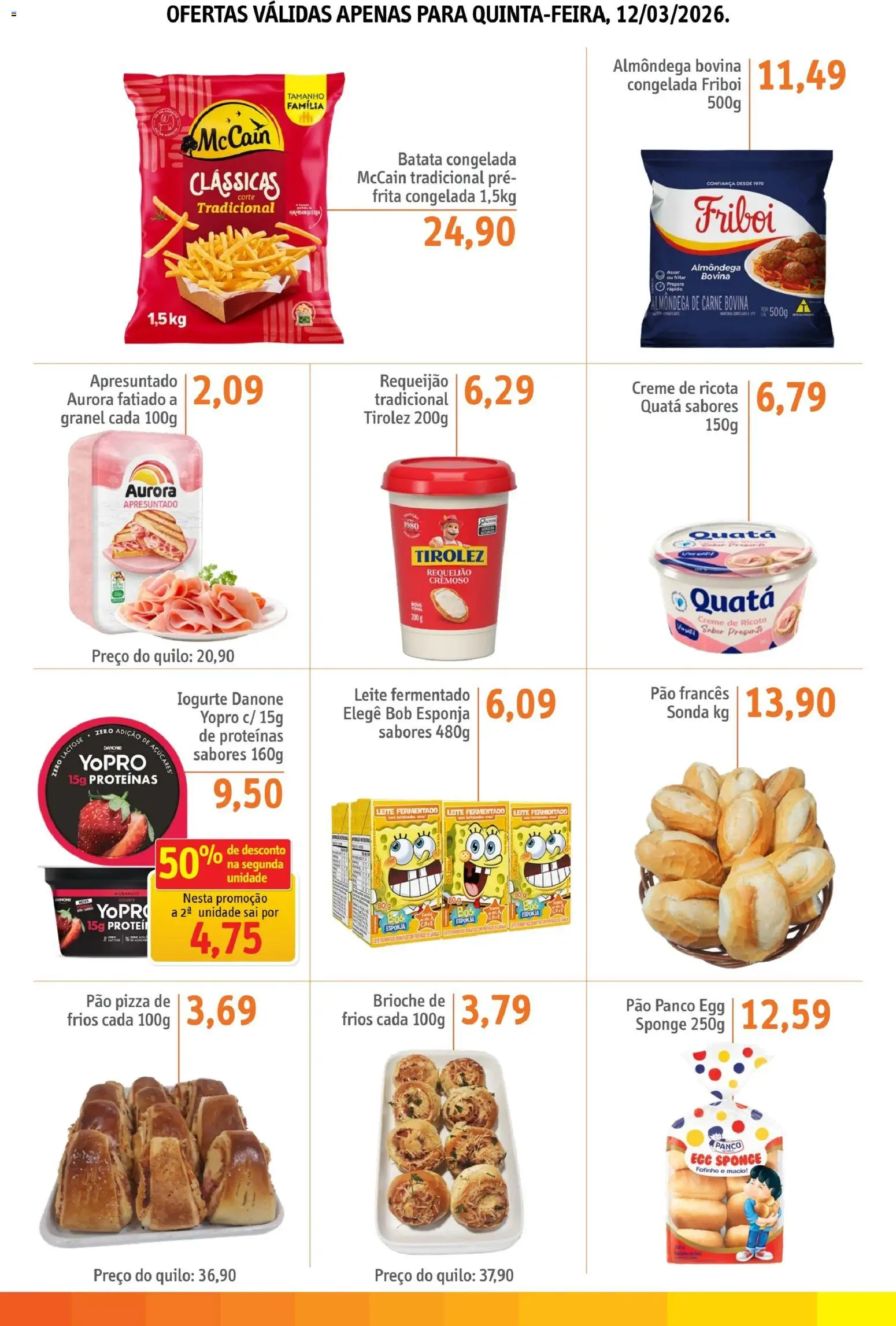 Sonda Folheto - válido de 12.03.2026 | Página: 2 | Produtos: Leite, Iogurte, Pizza, Pão francês