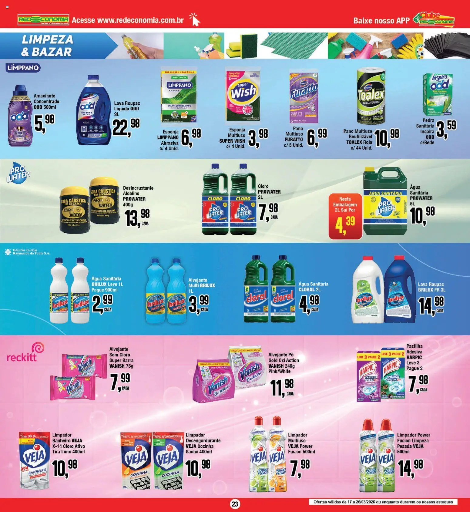 RedEconomia Folheto - válido de 17.03.2026 | Página: 23 | Produtos: Pó, Esponja, Alvejante, Água sanitária
