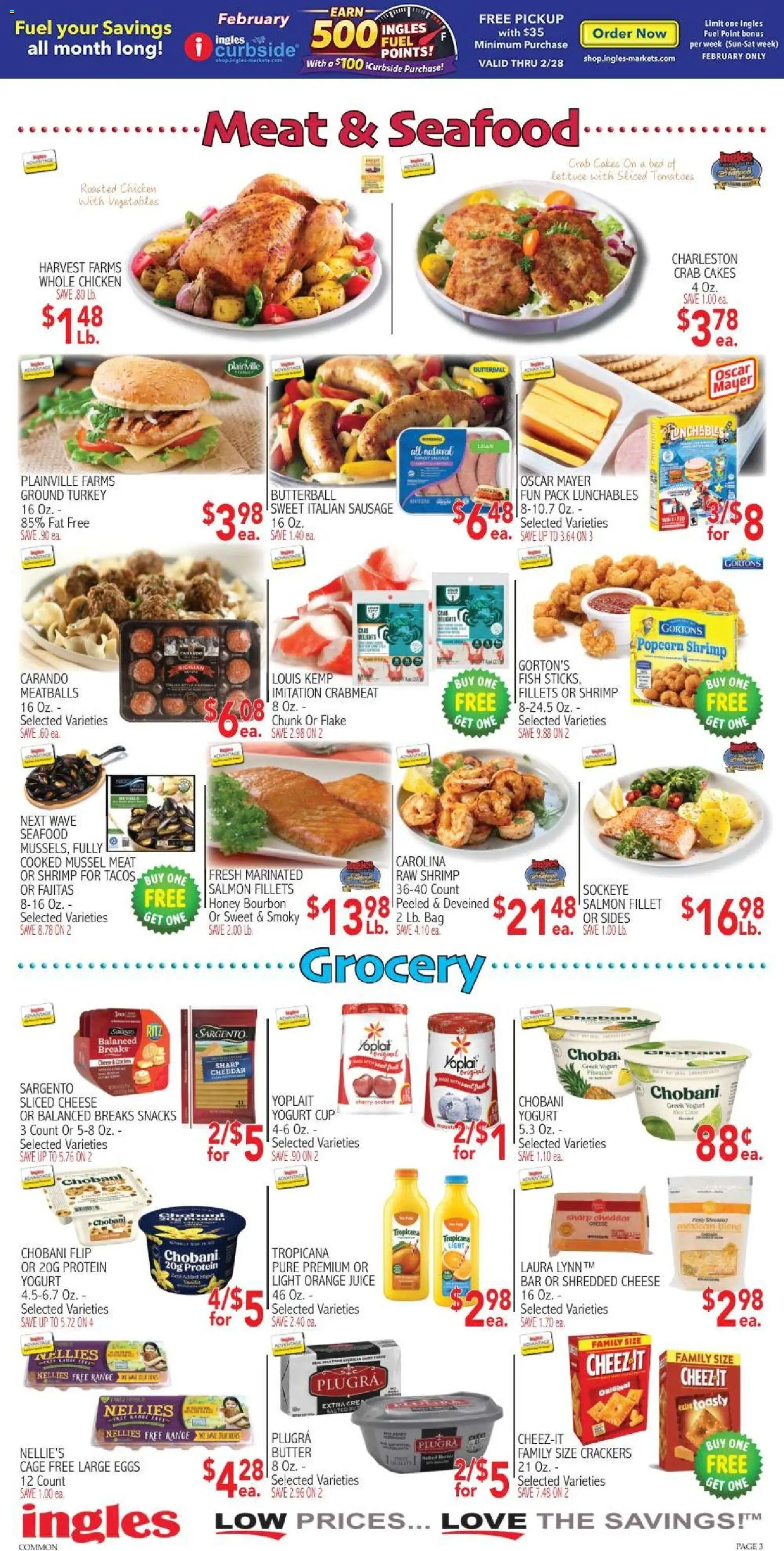 Ingles Weekly Ad - valid from 25.02.2026 | Page: 3 | Products: Cheese, Fish, Vegetables, Bag