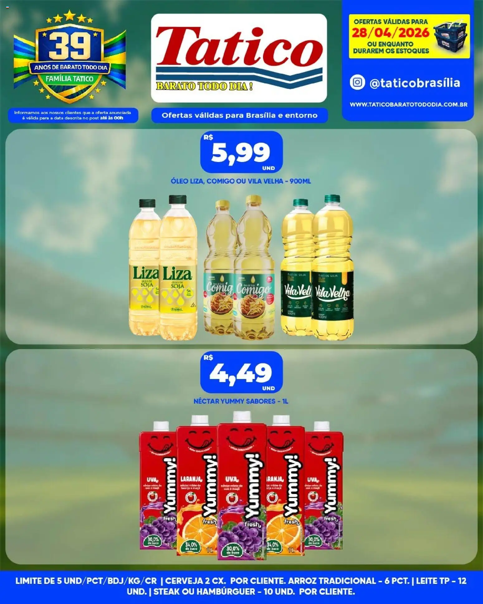Tatico Folheto - válido de 29.04.2026 | Página: 26 | Produtos: Leite, Óleo, Hambúrguer, Soja
