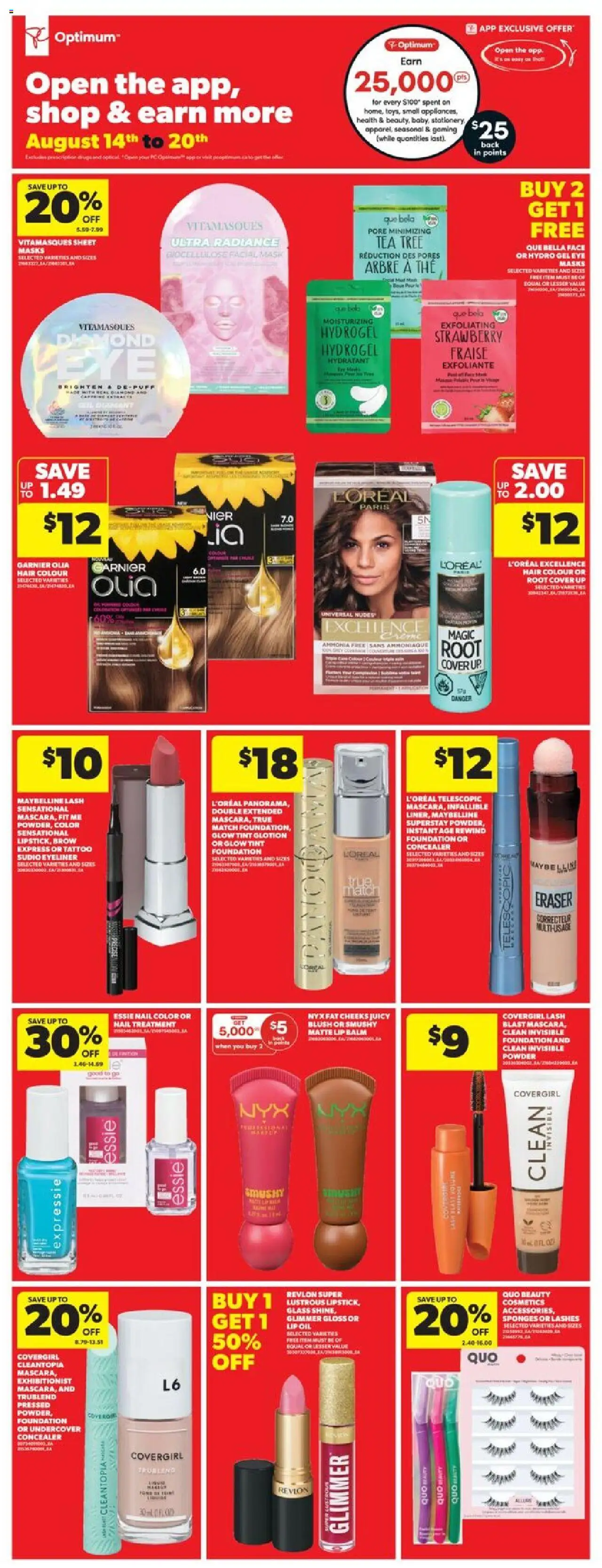 Real Canadian Superstore flyer valid from 14.08.2025 | Page: 27 | Products: Concealer, Powder, Eyeliner, Oil