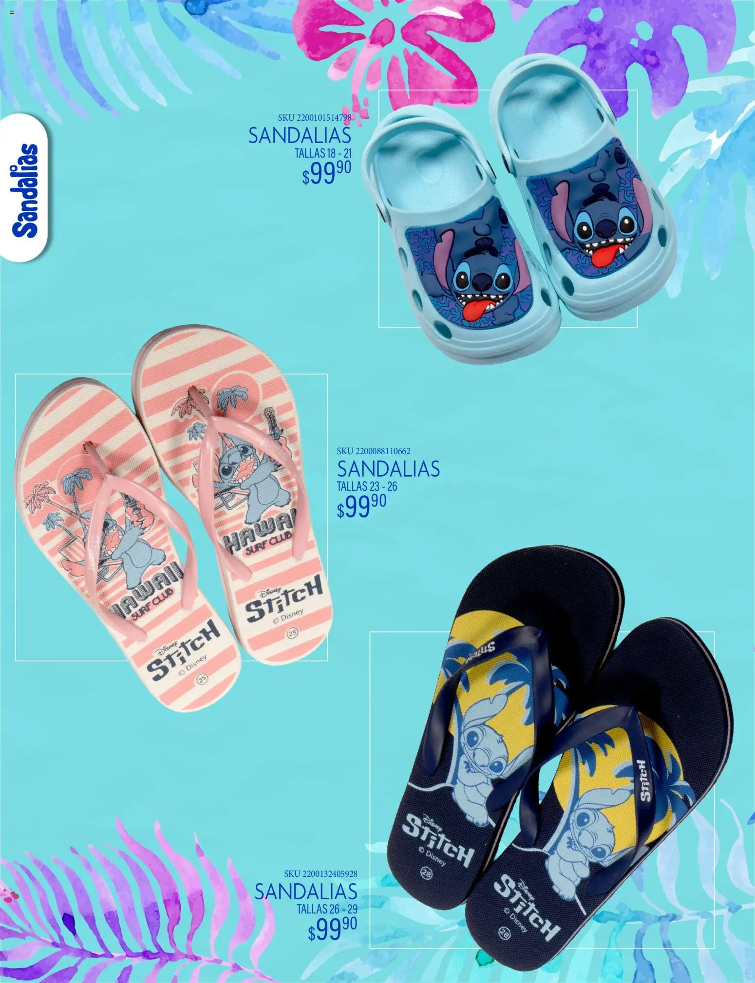 Nuevas ofertas de Del Sol y Woolworth catálogo Luce tus Vacaciones con Stitch válidas en toda la República Mexicana desde el 19.03.2026. ¡Encuentra las mejores ofertas en Del Sol y Woolworth catálogo Luce tus Vacaciones con Stitch! | Página: 15 | Productos: Sandalias
