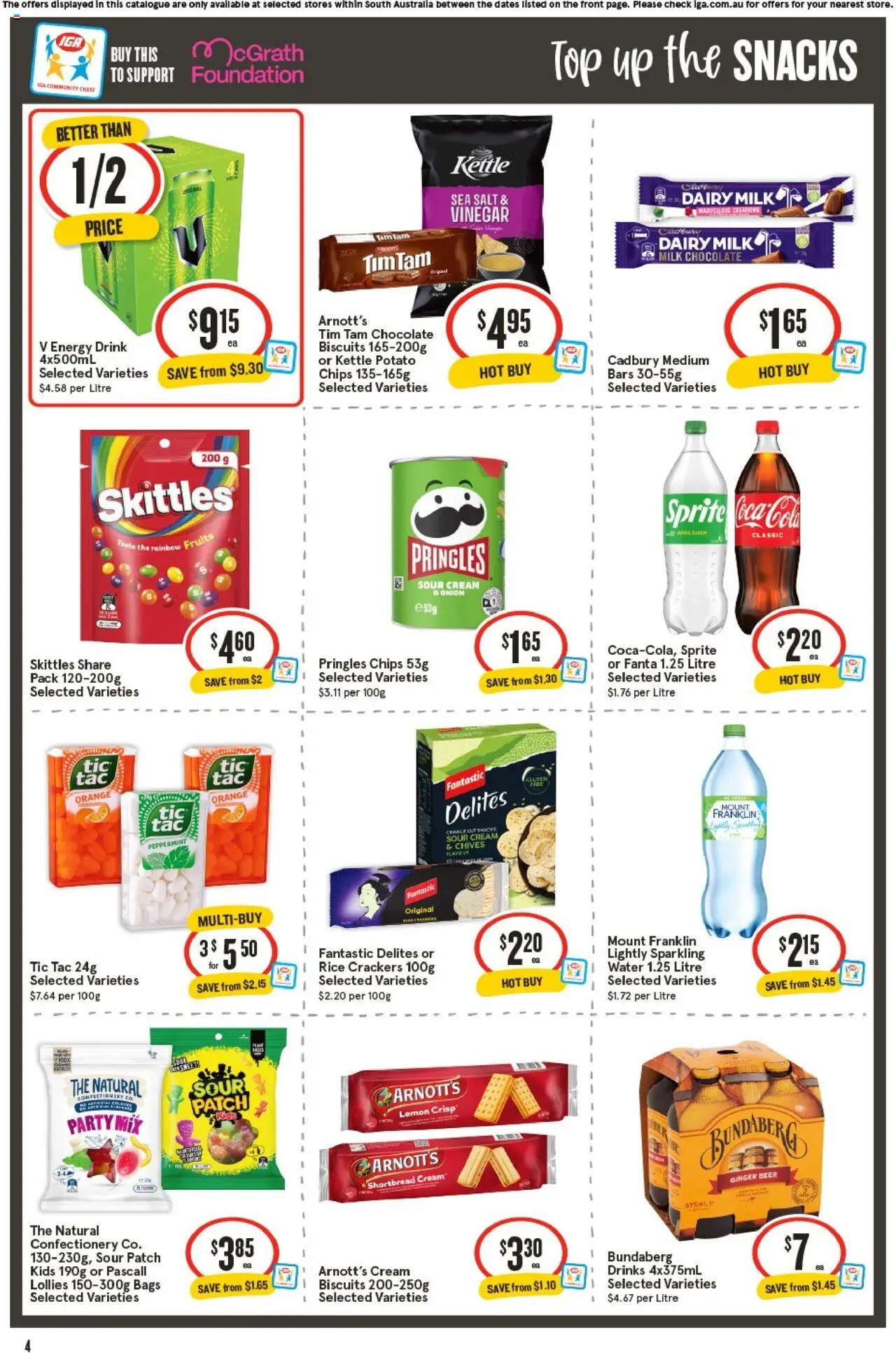 IGA catalogue - valid from 24.09.2025 | Page: 4 | Products: Chips, Cream, Vinegar, Foundation