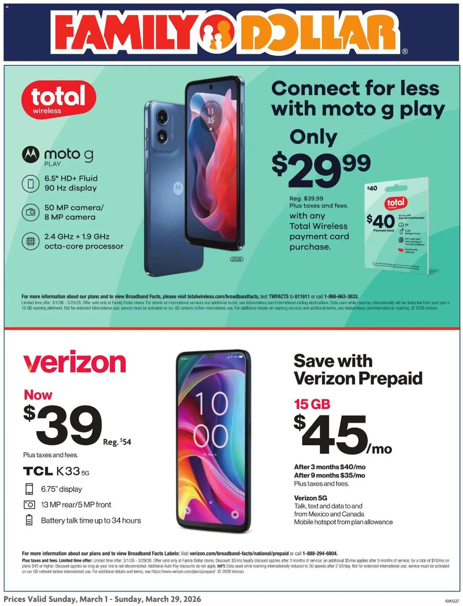 Family Dollar Phone Ad - valid from 01.03.2026 | Page: 2 | Products: Battery, Camera
