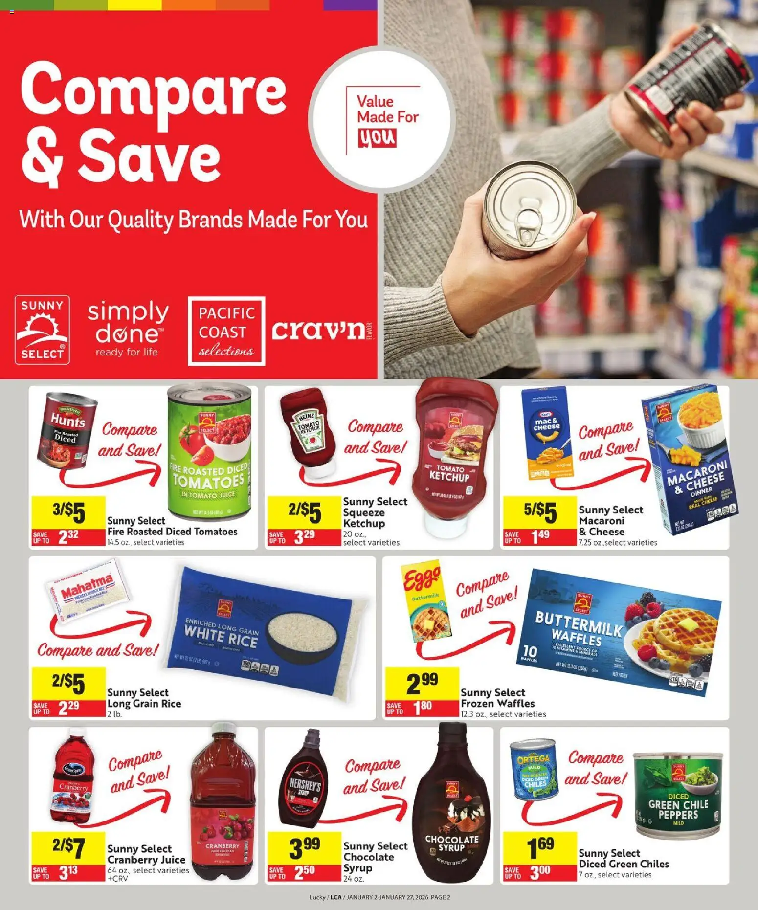 Lucky Supermarkets More Deals Across the Store - valid from 02.01.2026 | Page: 2 | Products: Peppers, Chocolate, Juice, Rice