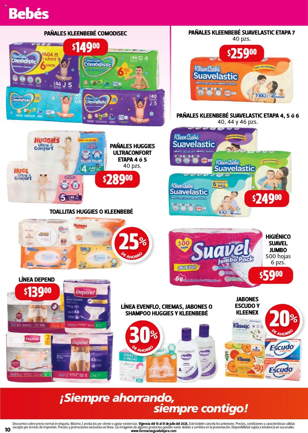 Nuevas ofertas de Farmacia Guadalajara válidas en toda la República Mexicana desde el 15.07.2025. ¡Encuentra las mejores ofertas en Farmacia Guadalajara - Catálogo! | Página: 10 | Productos: Crema, Pañales, Sobre