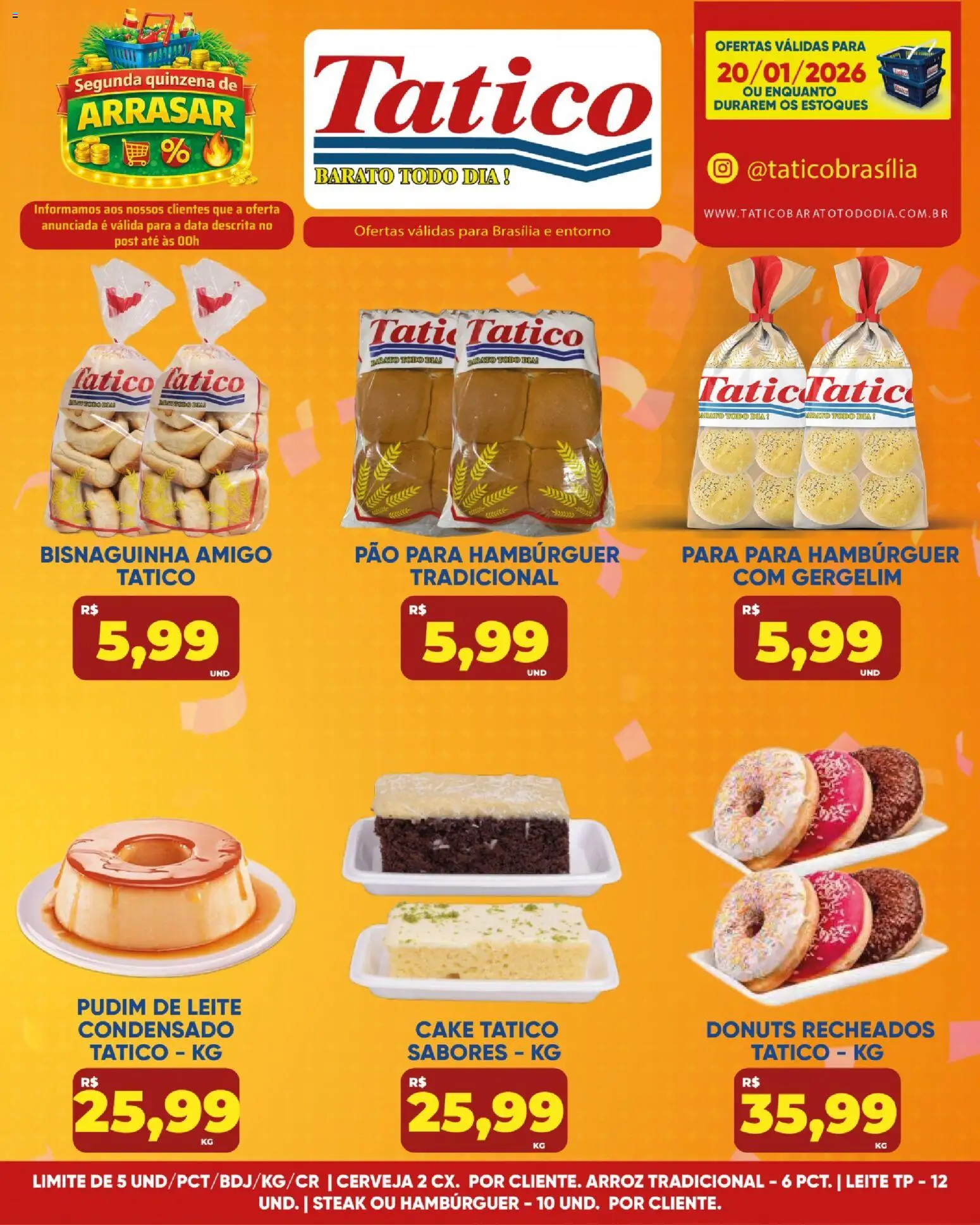 Tatico Folheto - válido de 20.01.2026 | Página: 7 | Produtos: Leite, Arroz, Hambúrguer, Leite condensado