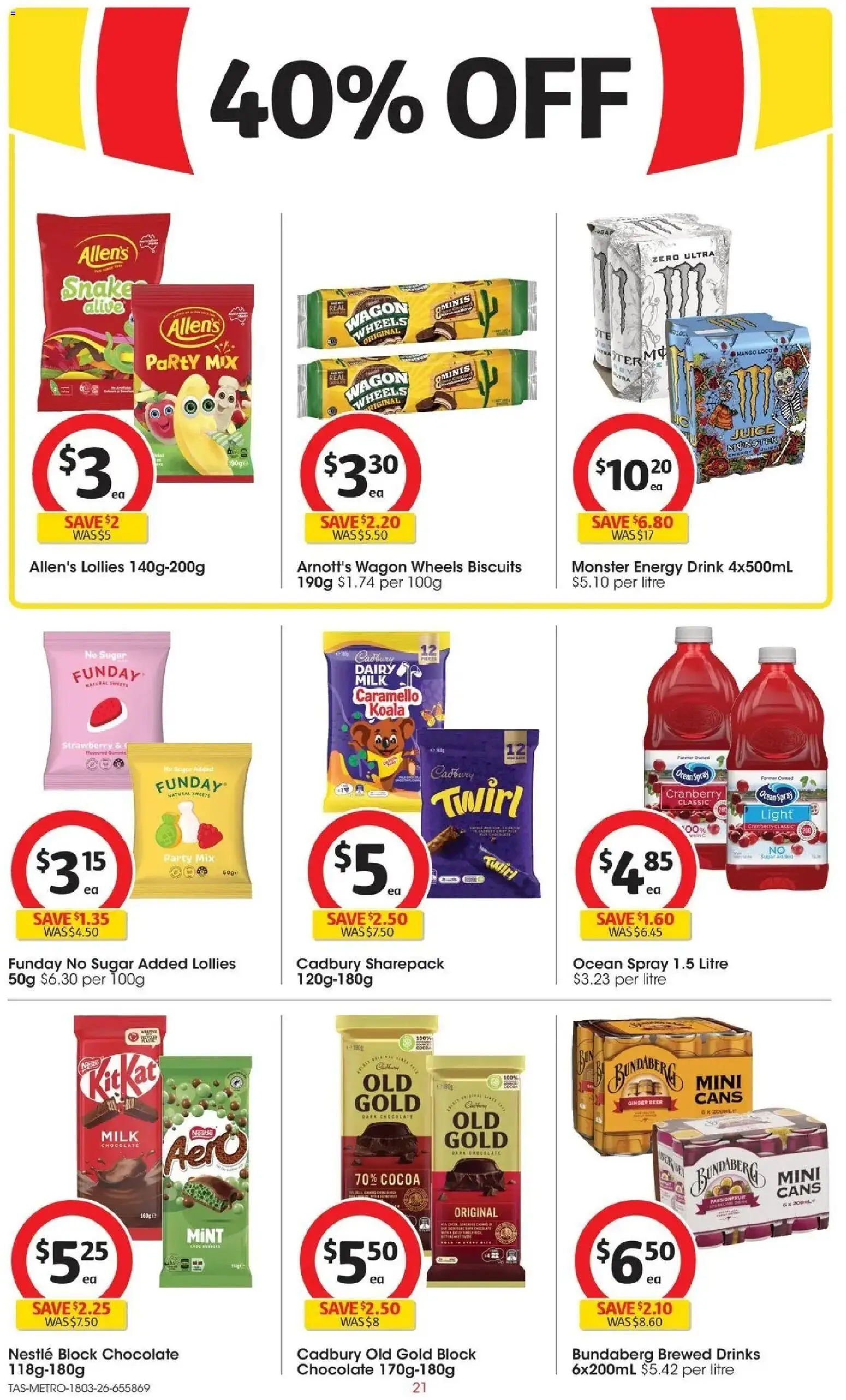 Coles catalogue - valid from 18.03.2026 | Page: 21 | Products: Light, Cocoa, Chocolate, Lollies