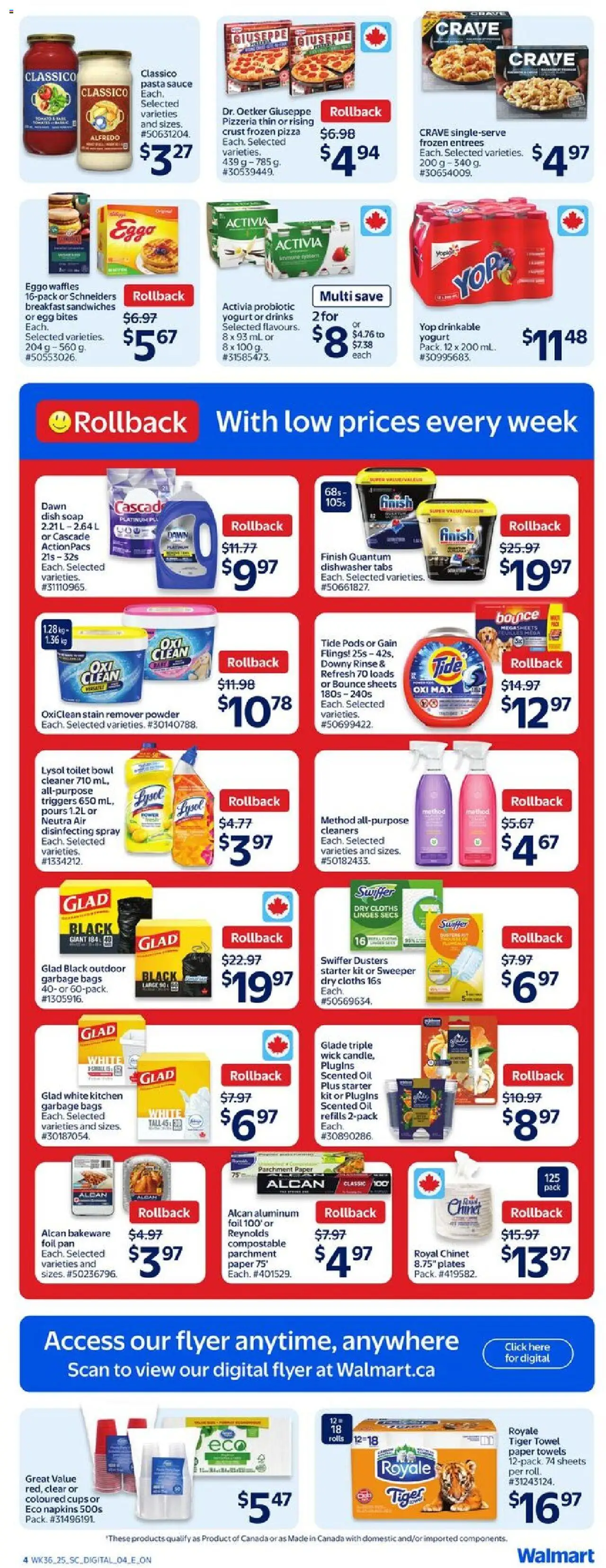 Walmart flyer valid from 02.10.2025 | Page: 8 | Products: Pasta, Dishwasher, Stain remover, Pizza