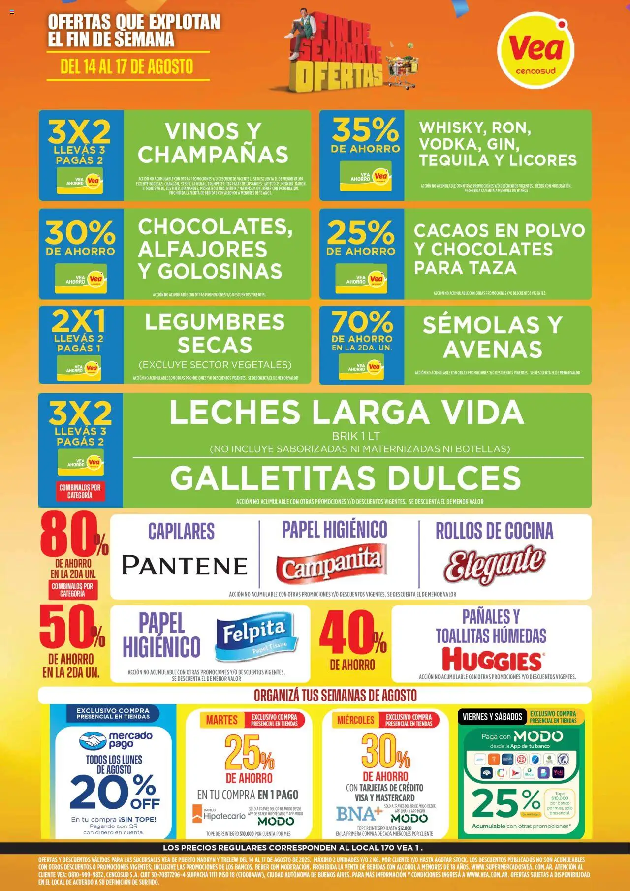 Vea - Ofertas fin de semana - Chubut │ válido desde el 14.08.2025 | Página: 1 | Productos: Cocina, Polvo, Taza, Pañales
