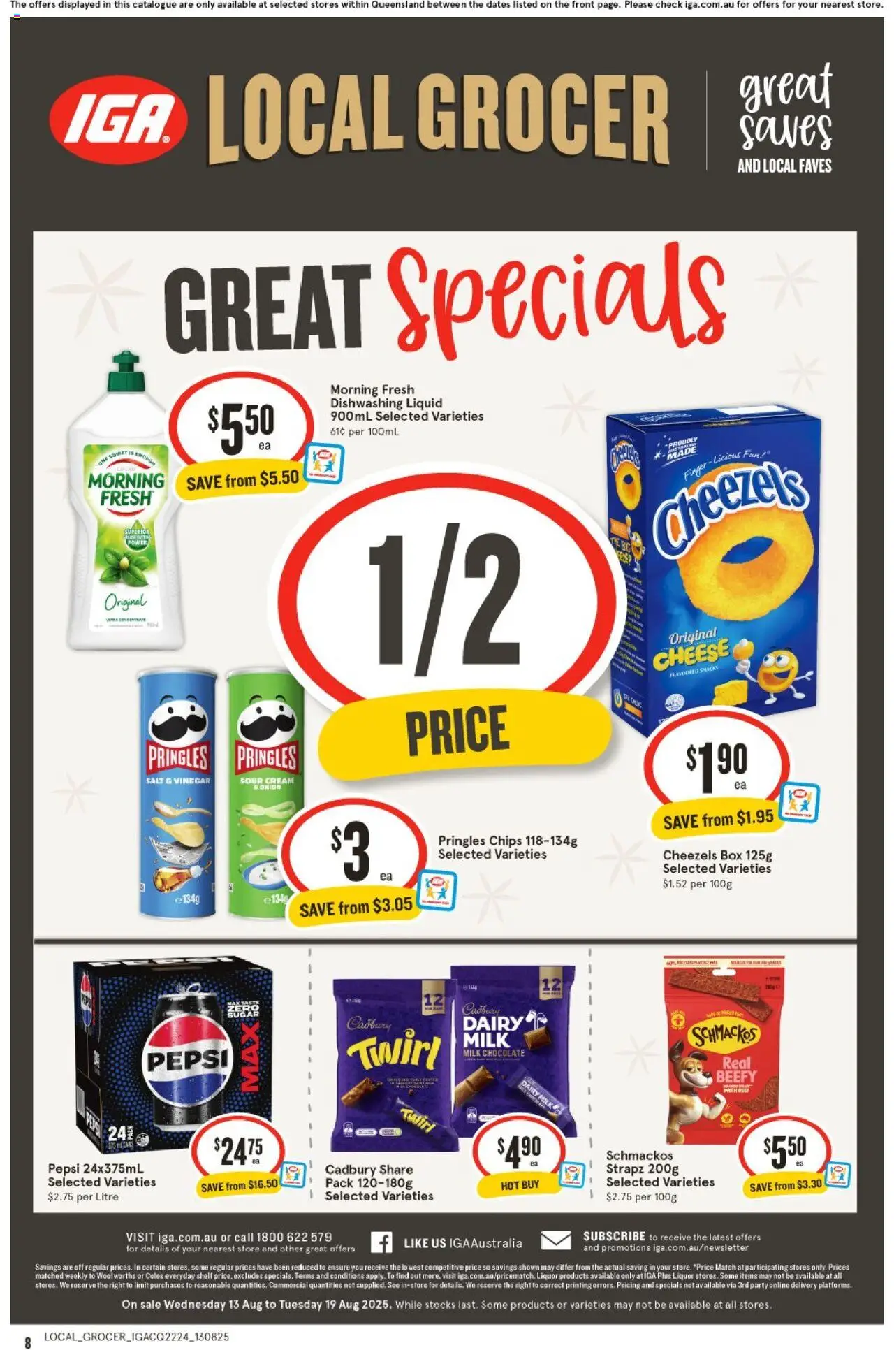 IGA catalogue - valid from 13.08.2025 | Page: 2 | Products: Cheese, Chocolate, Sour cream, Salt