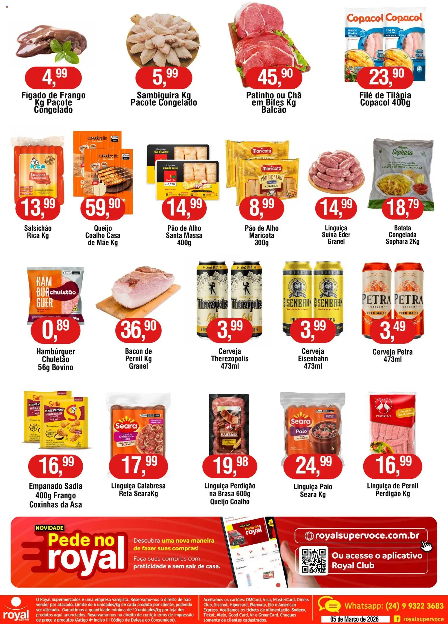 Royal Supermercados Folheto - válido de 05.03.2026 | Página: 2 | Produtos: Pernil, Queijo, Queijo coalho, Hambúrguer