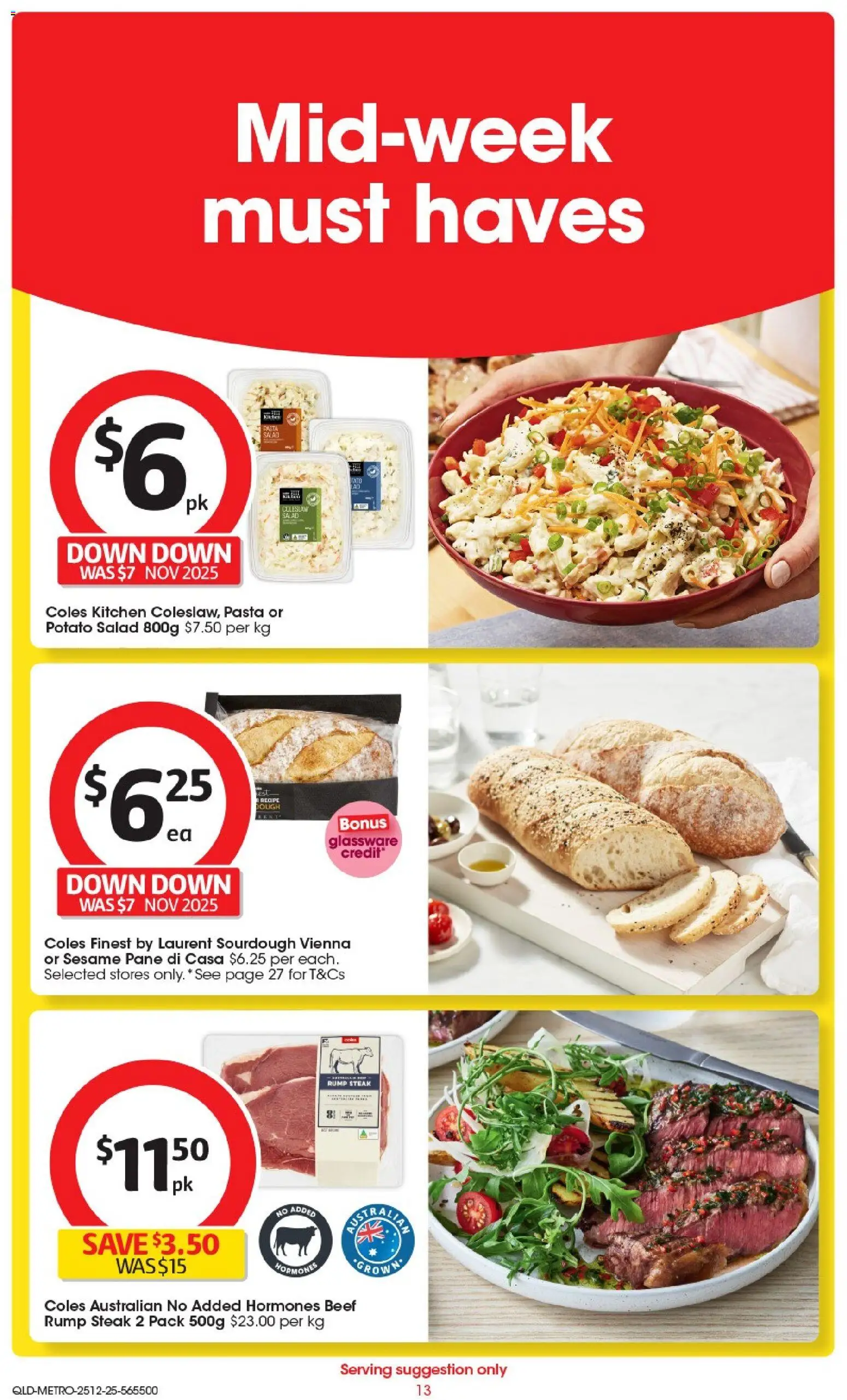 Coles catalogue - valid from 25.12.2025 | Page: 14 | Products: Glassware, Beef, Pasta, Steak
