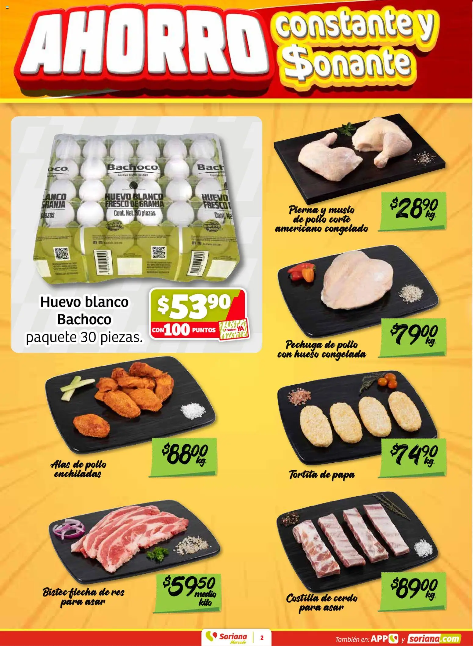 Nuevas ofertas de Soriana válidas en toda la República Mexicana desde el 27.03.2026. ¡Encuentra las mejores ofertas en Soriana Fin de Semana Mercado: Nuevo León! | Página: 2 | Productos: Pollo, Papa, Huevo, Res