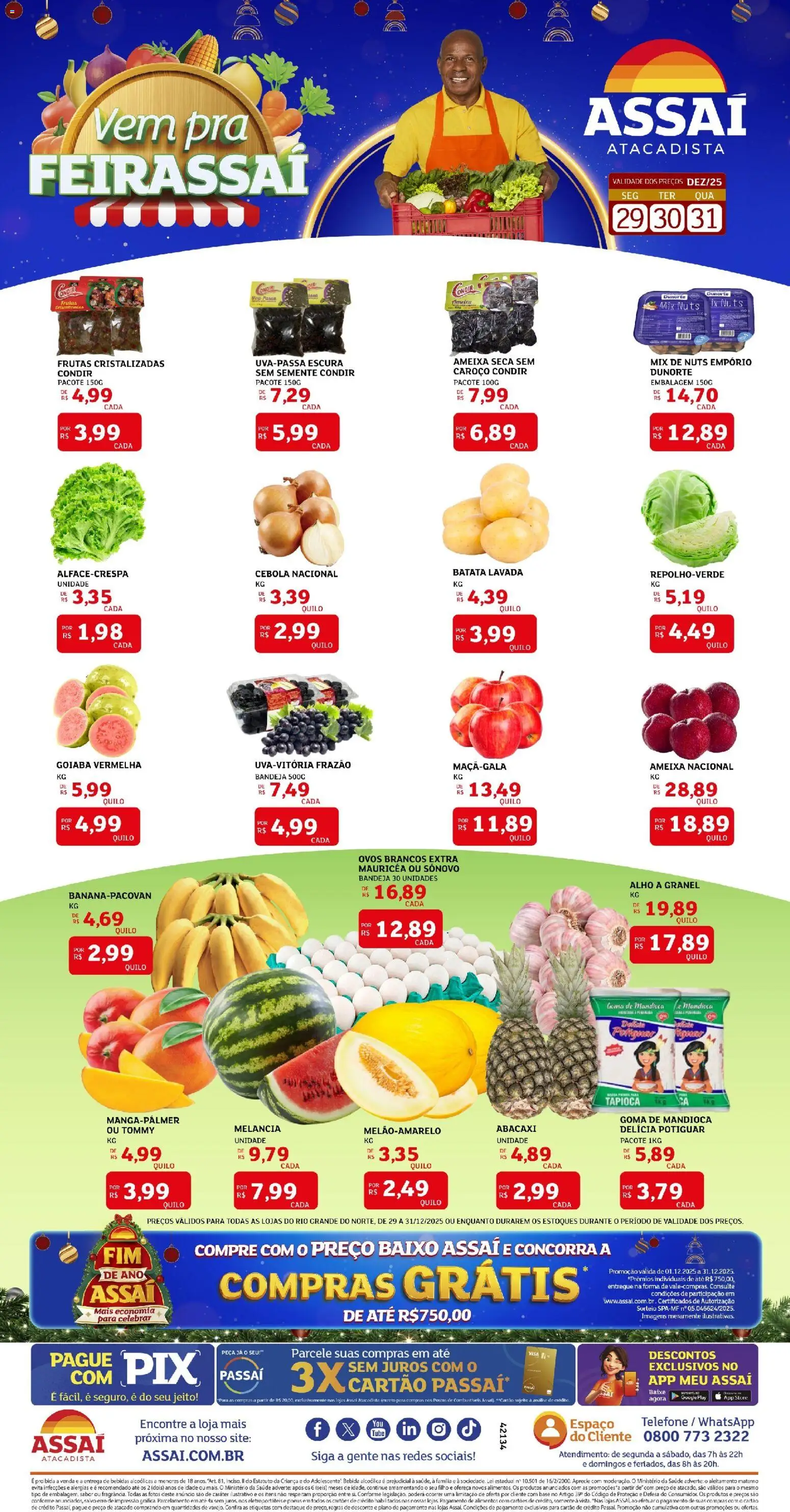 Assaí Atacadista Folheto - válido de 29.12.2025 | Página: 1 | Produtos: Goiaba, Alho, Cebola, Ameixa