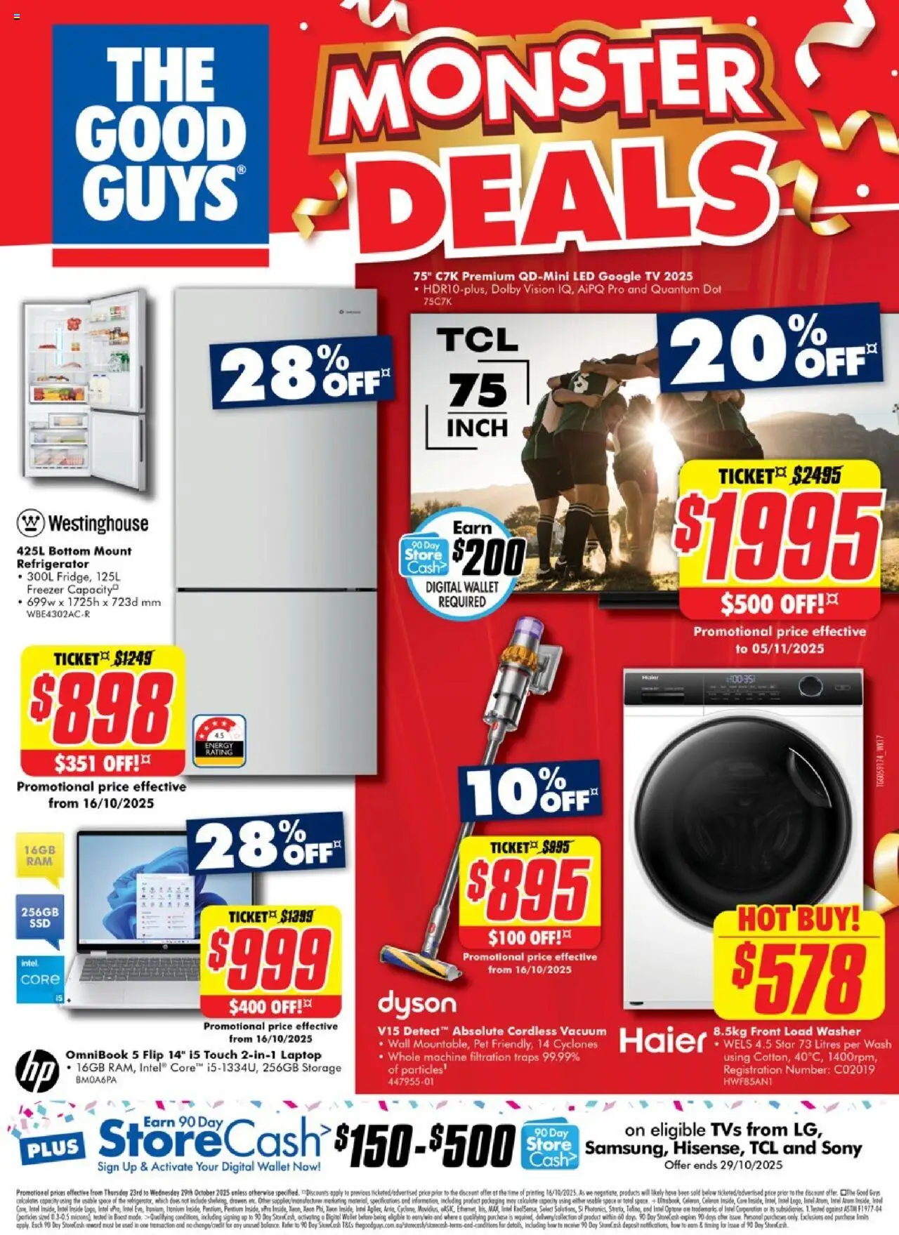 The Good Guys catalogue - valid from 22.10.2025 | Page: 1 | Products: Wallet, Tv, Laptop, Freezer