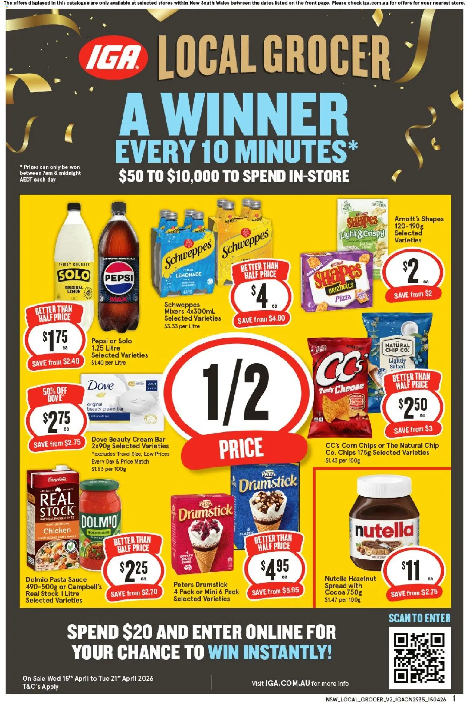 IGA catalogue - valid from 15.04.2026 | Page: 1 | Products: Pizza, Pepsi, Pasta, Sauce