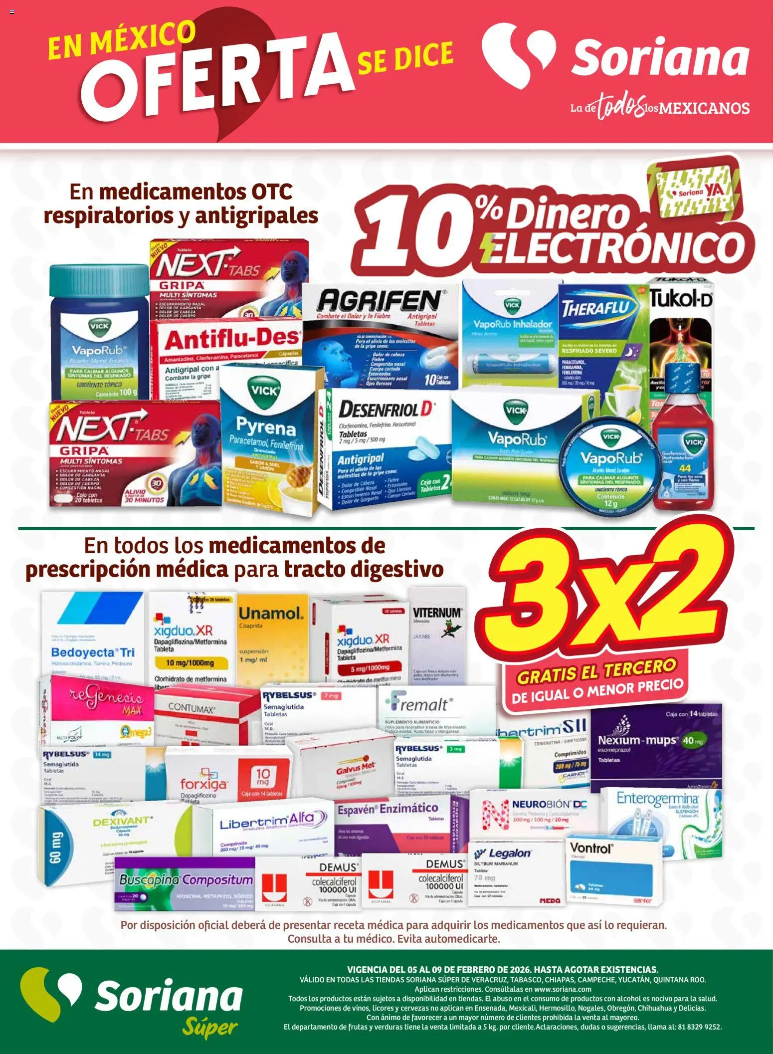 Nuevas ofertas de Soriana válidas en toda la República Mexicana desde el 05.02.2026. ¡Encuentra las mejores ofertas en Soriana - Fin de Semana Súper: Ver, Tab, Chis, Camp, Yuc y Q. Roo! | Página: 9