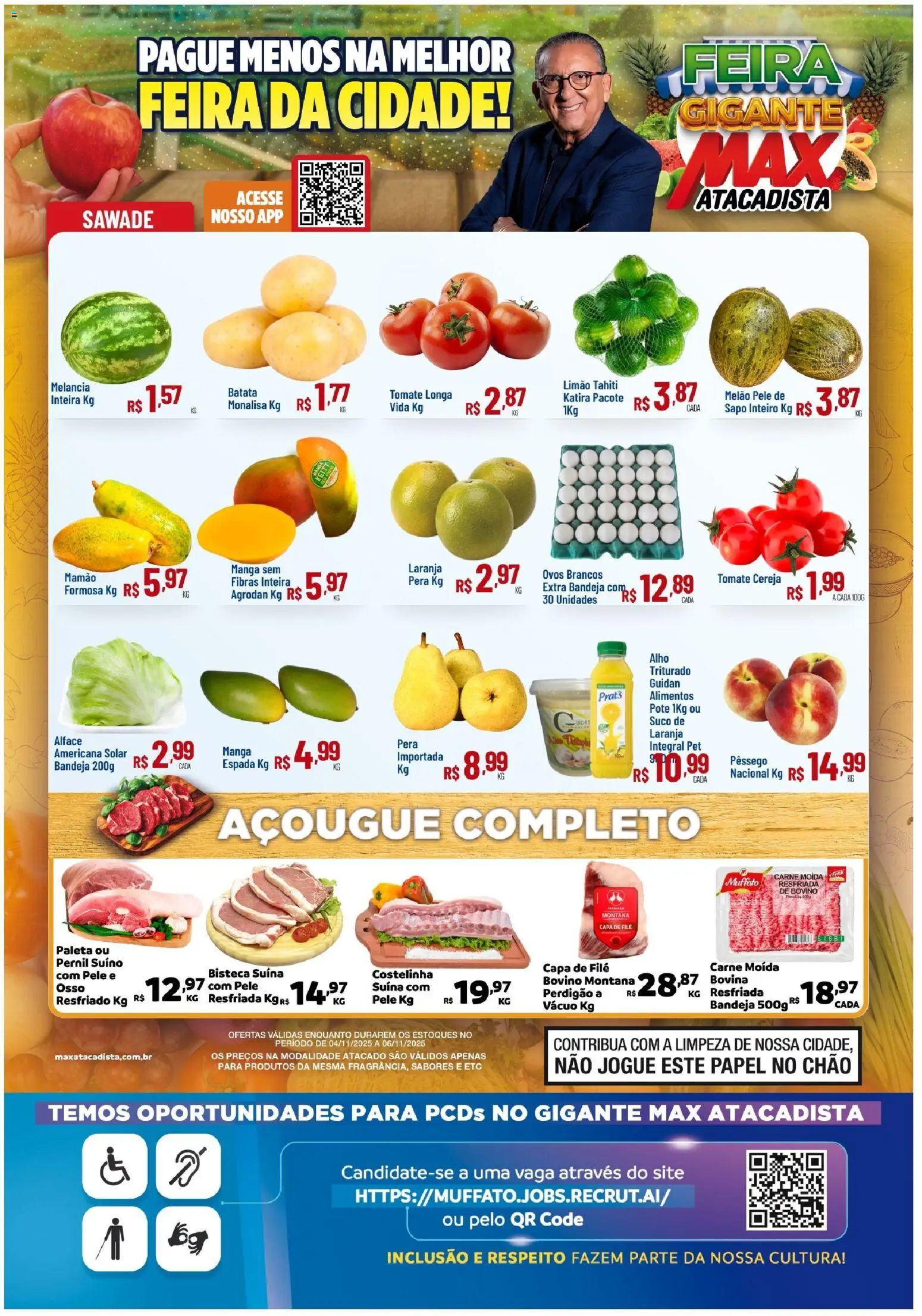 Max Atacadista Folheto - válido de 04.11.2025 | Página: 1 | Produtos: Melão, Ovos, Suco, Bandeja