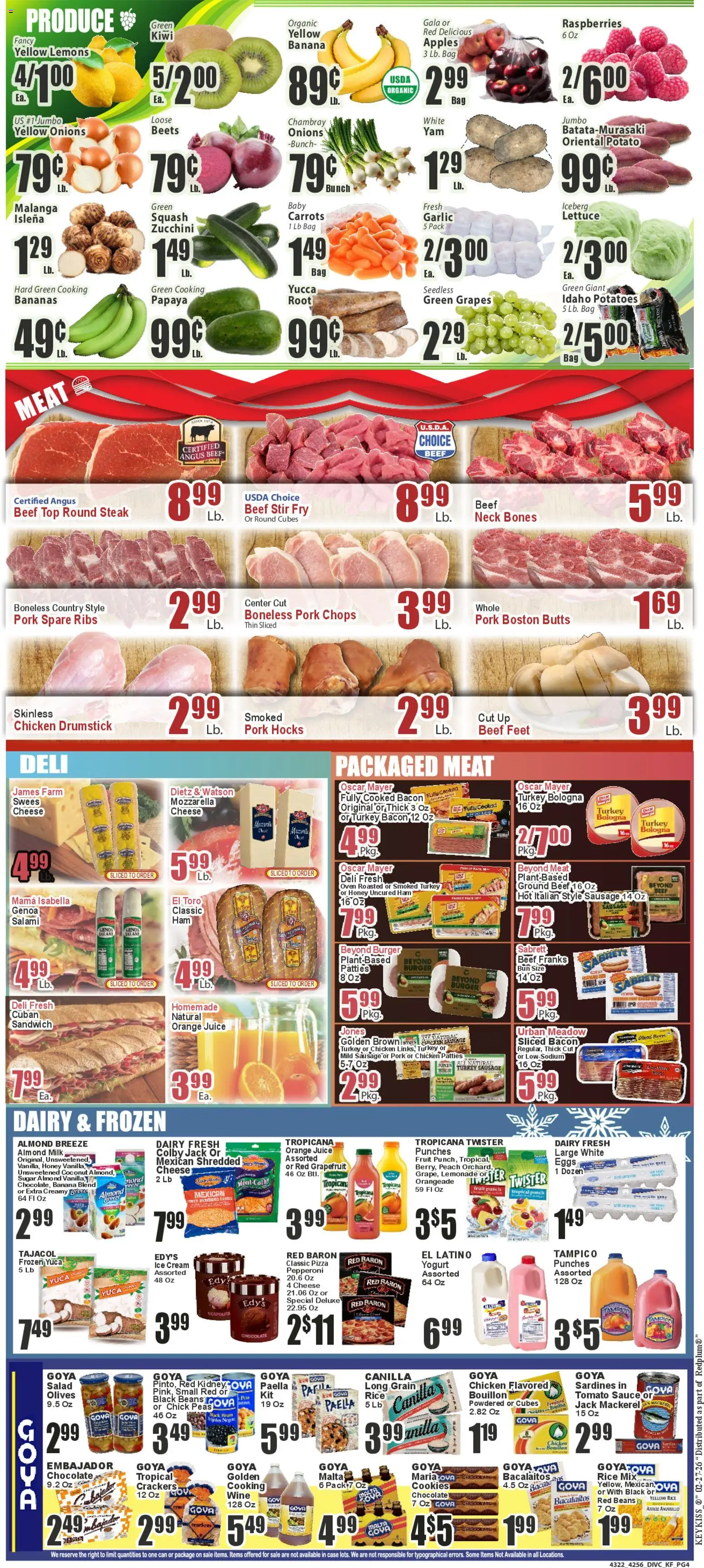 Key Food Weekly Ad - valid from 27.02.2026 | Page: 4 | Products: Milk, Salami, Pizza, Salad