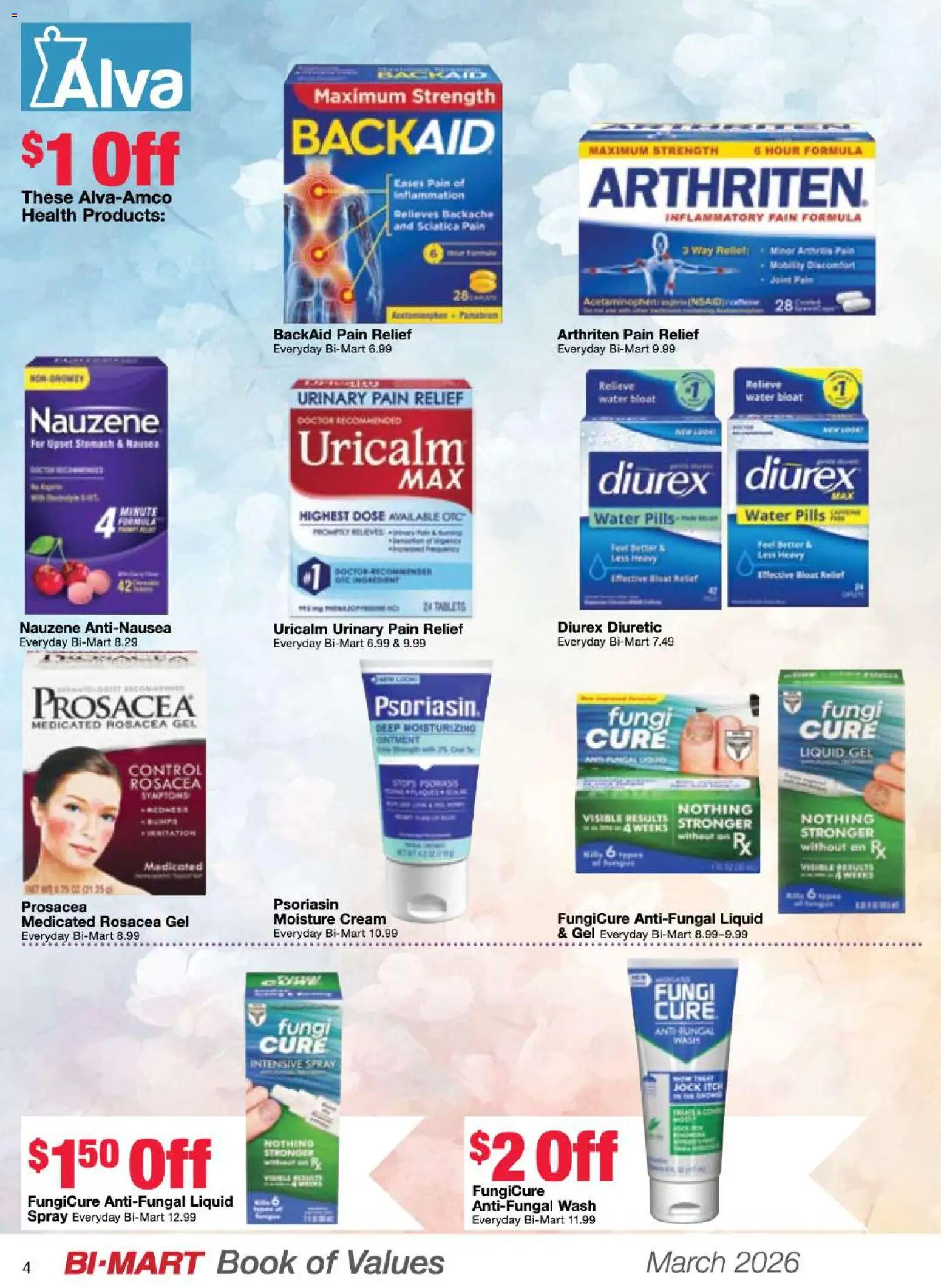 Bi-Mart March Health & Beauty Book of Values - valid from 01.03.2026 | Page: 4 | Products: Cream, Water