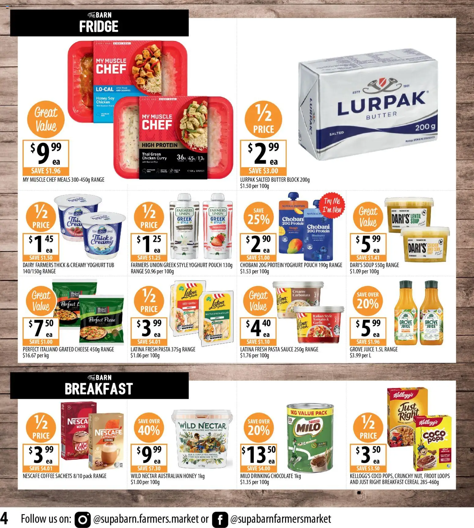 Supabarn catalogue - valid from 22.04.2026 | Page: 4 | Products: Pizza, Chicken, Nescafe, Fridge