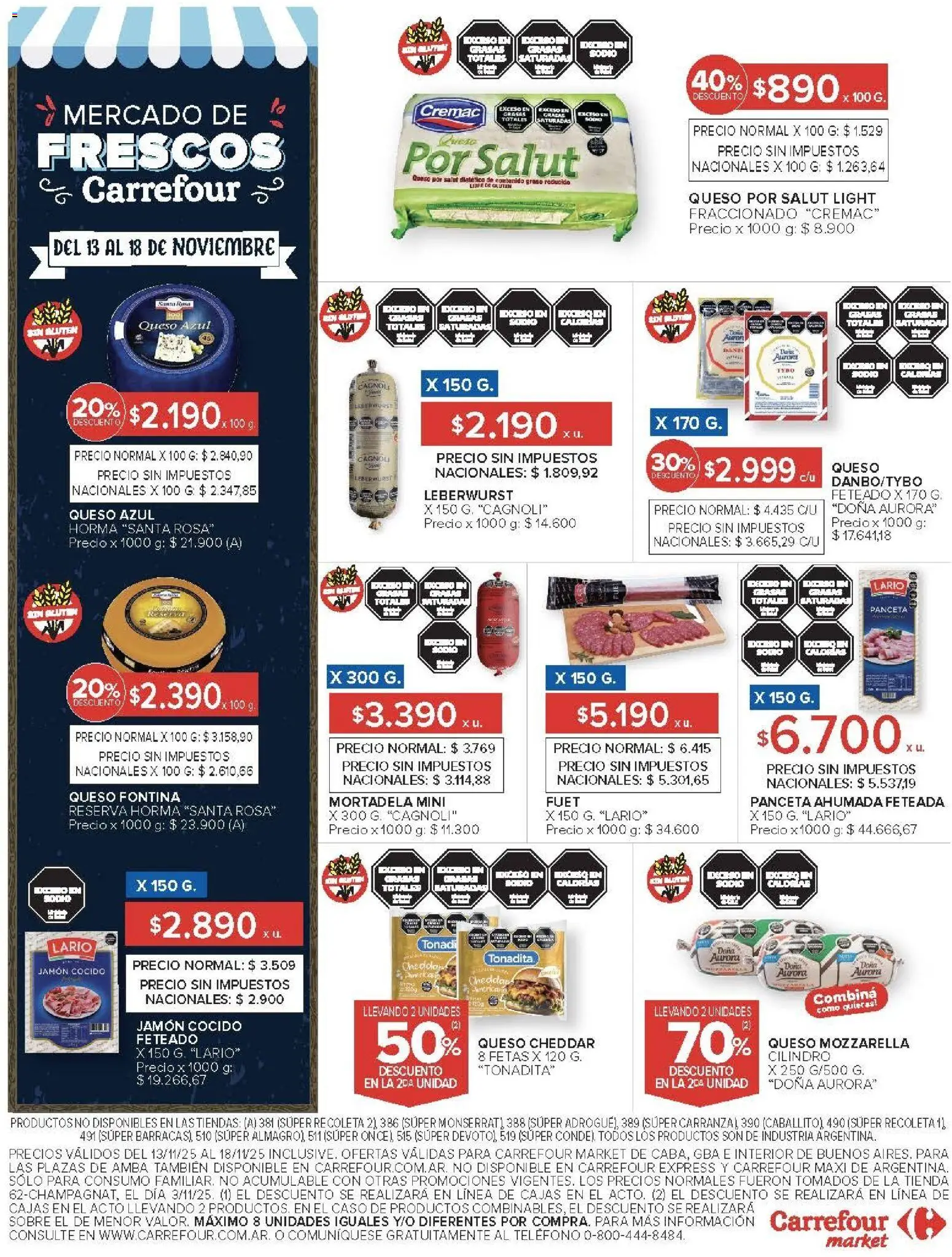 Carrefour ofertas │ válido desde el 13.11.2025 | Página: 41 | Productos: Mortadela, Panceta, Queso, Jamón