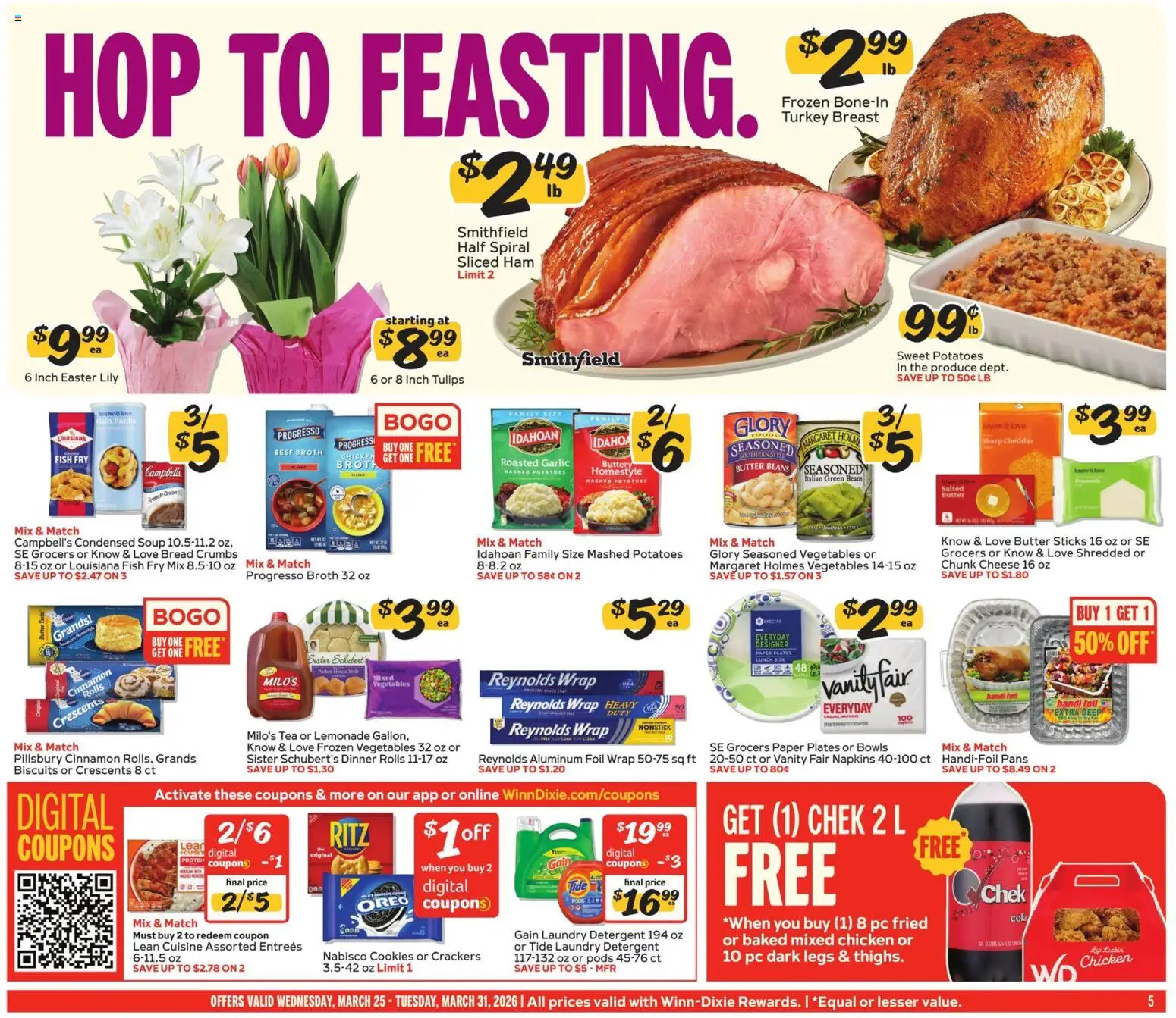 Winn Dixie Weekly Circular - FL - valid from 25.03.2026 | Page: 5 | Products: Butter, Ham, Potatoes, Vegetables