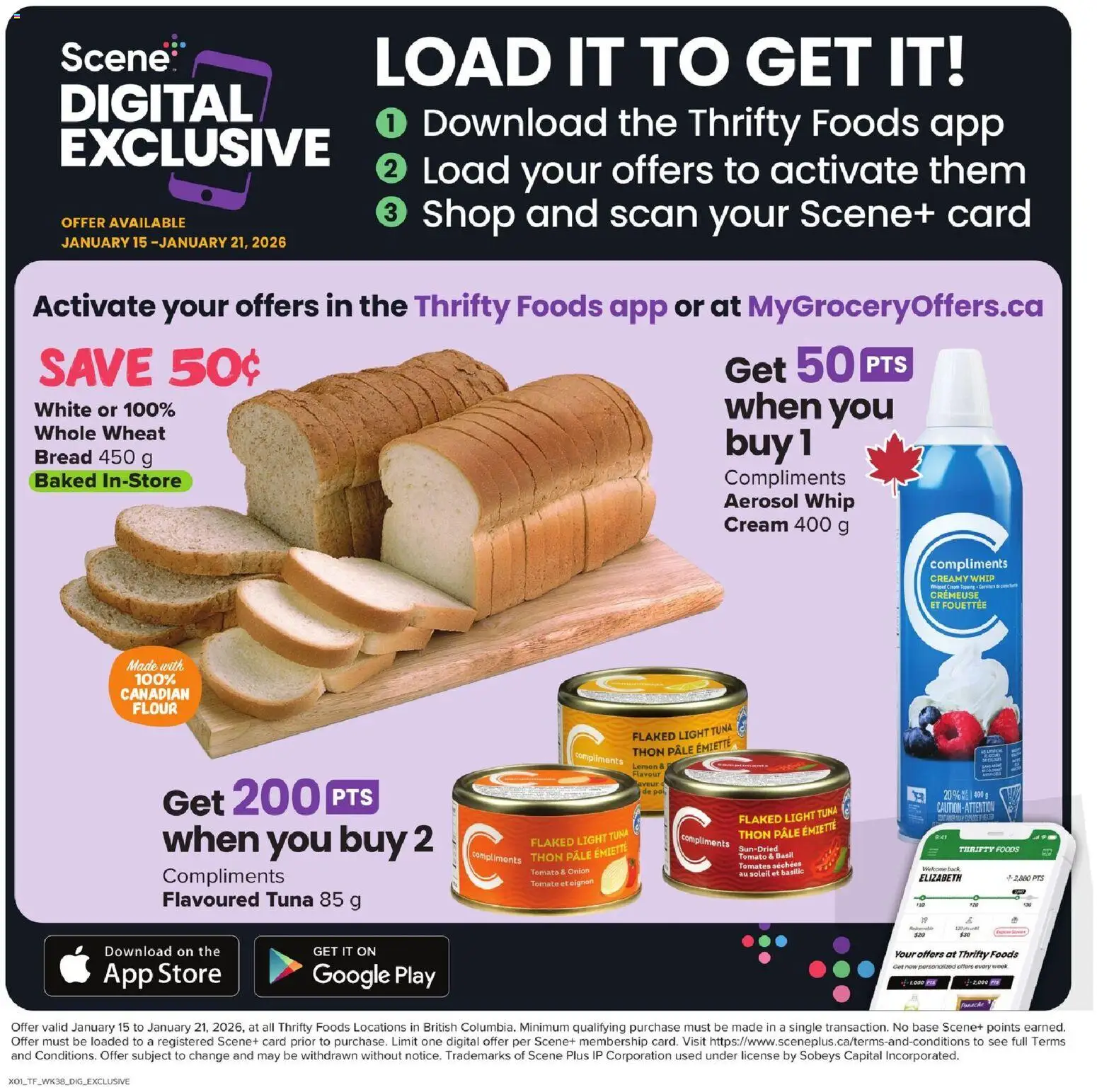 Thrifty Foods flyer valid from 15.01.2026 | Page: 17 | Products: Cream, Bread