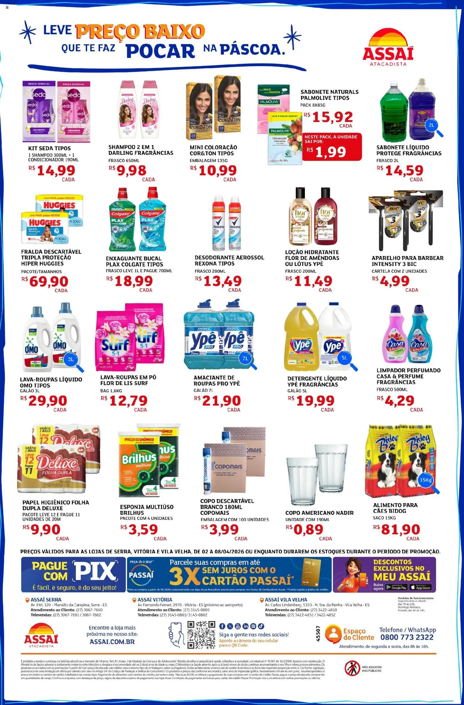Assaí Atacadista Folheto - válido de 02.04.2026 | Página: 4 | Produtos: Pó, Detergente, Telefone, Amaciante