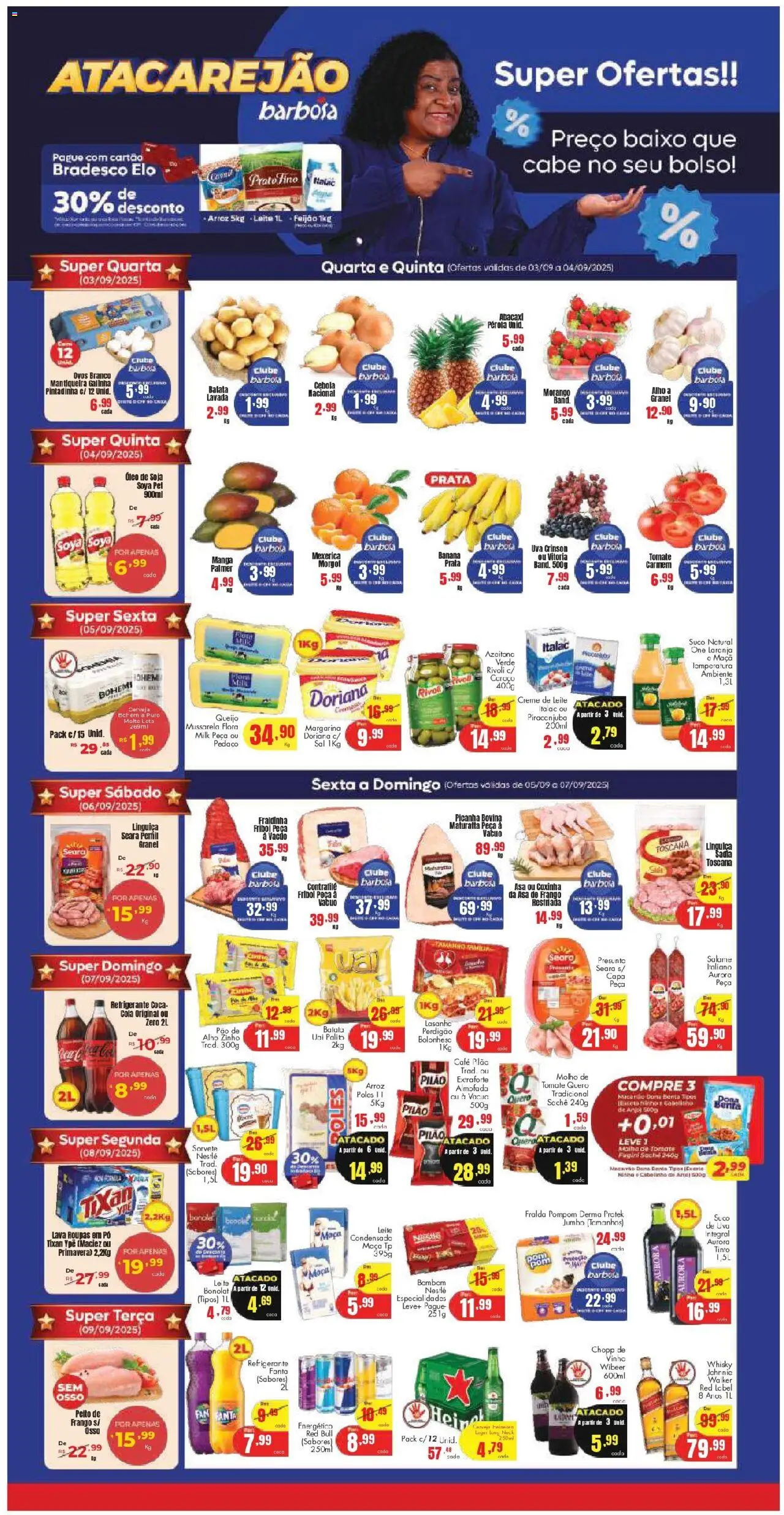 Barbosa Supermercados Folheto - válido de 03.09.2025 | Página: 1 | Produtos: Alho, Doriana, Almofada, Batata