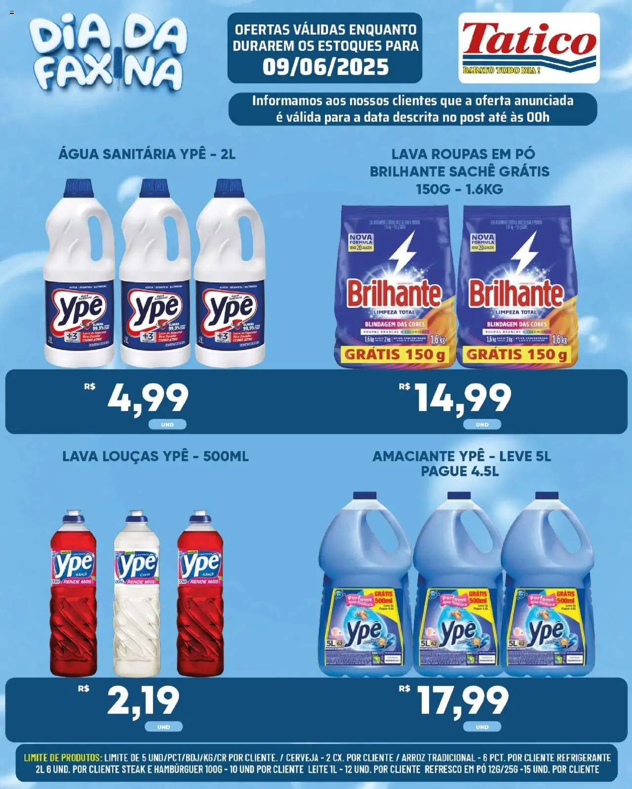 Tatico Folheto - válido de 09.06.2025 | Página: 19 | Produtos: Pó, Refresco, Hambúrguer, Água sanitária