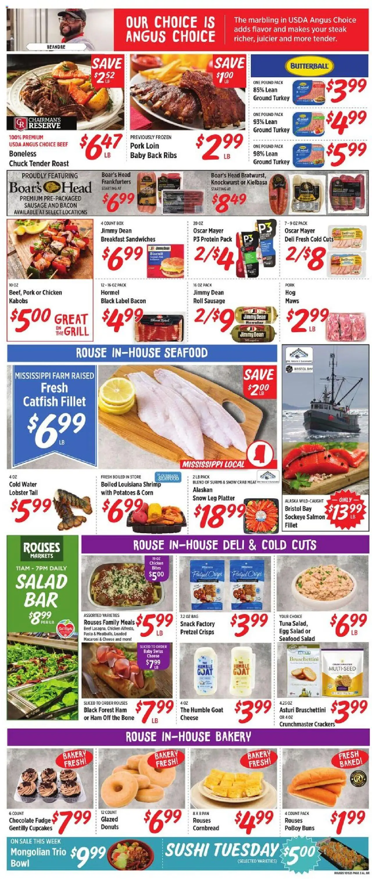 Rouses Weekly Ad - AL - valid from 15.10.2025 | Page: 4 | Products: Cheese, Beef, Water, Seafood