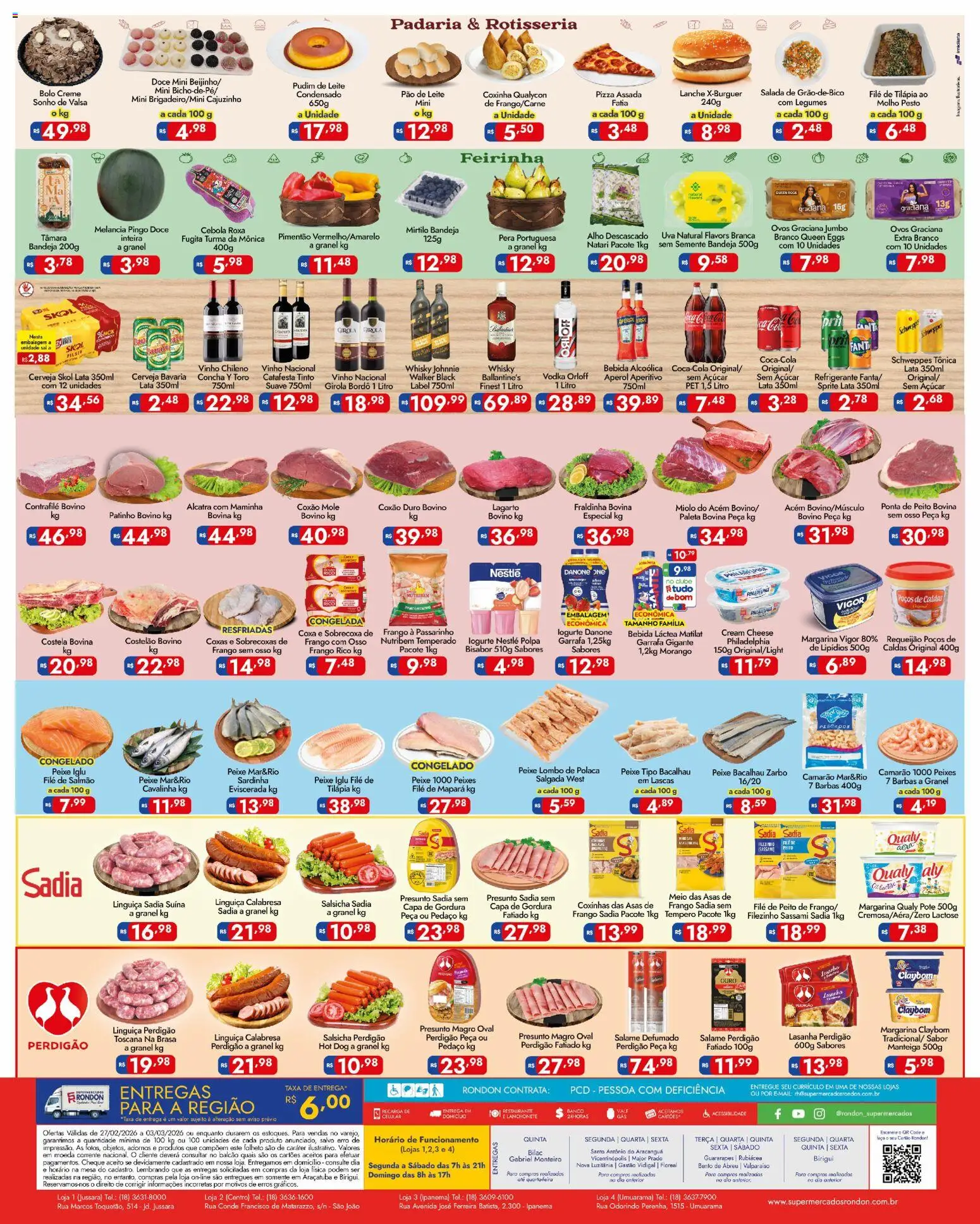 Supermercados Rondon Folheto - válido de 27.02.2026 | Página: 2 | Produtos: Salame, Bolo, Requeijão, Margarina