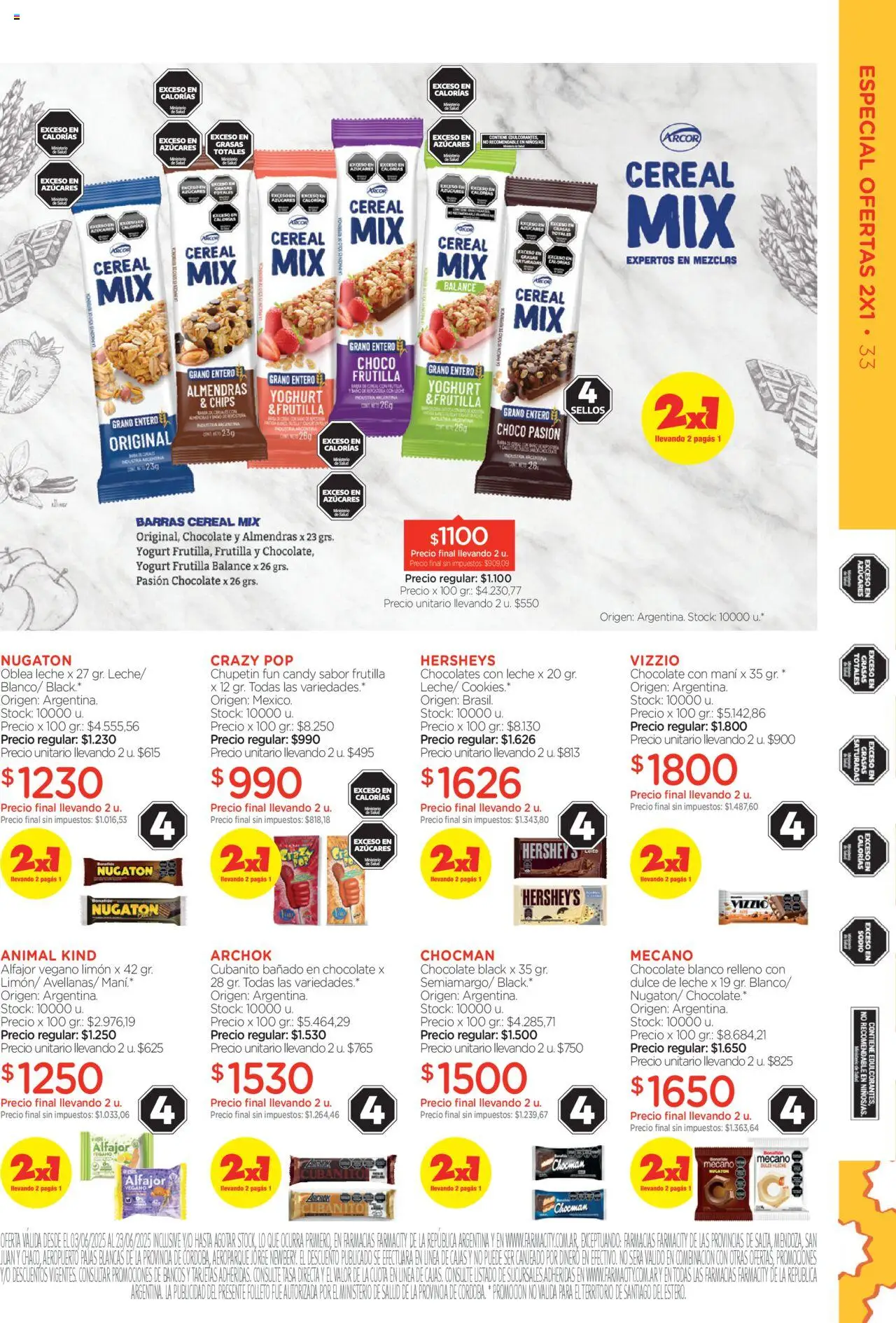 Farmacity catálogo │ válido desde el 03.06.2025 | Página: 33 | Productos: Dulce de leche, Mani, Limón, Chocolate