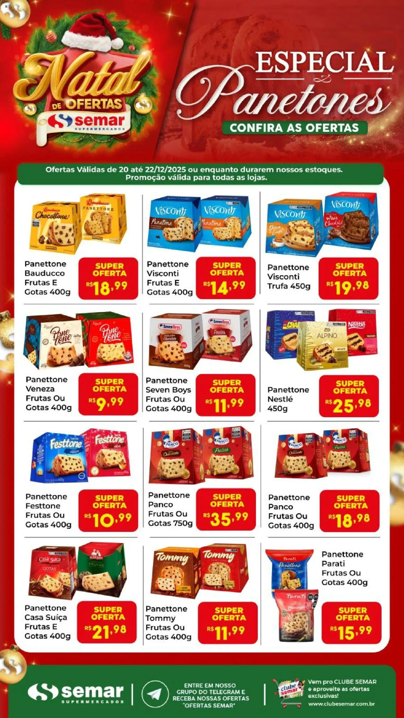 Semar Supermercado Folheto - válido de 20.12.2025 | Página: 1 | Produtos: Panettone, Chocolate