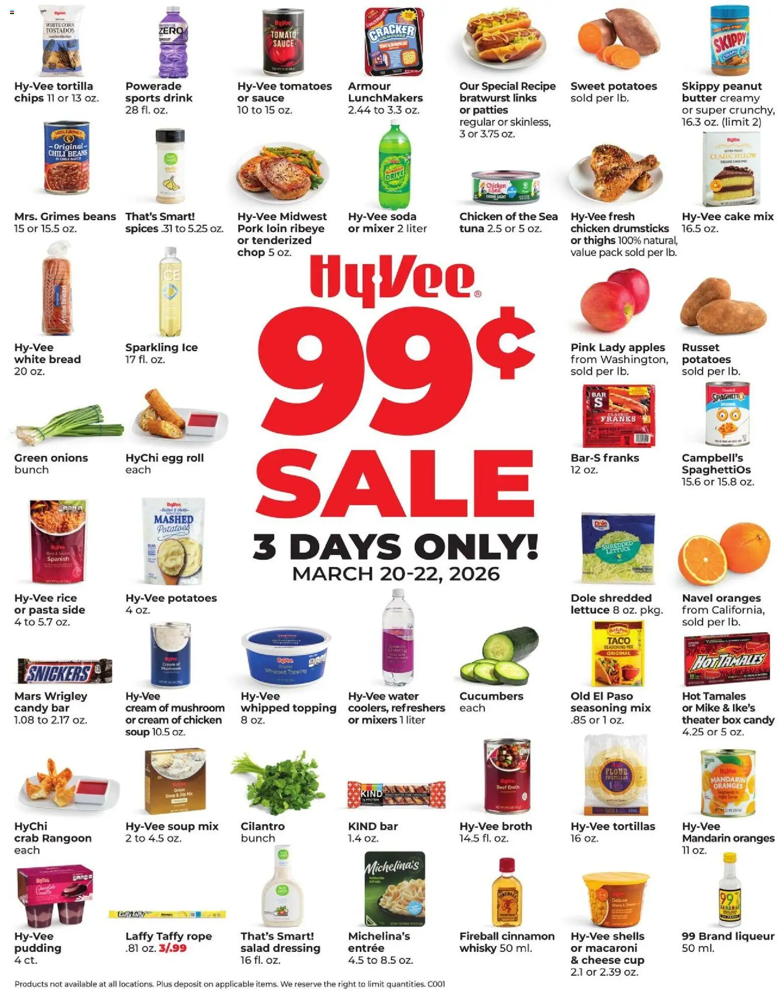 HyVee Special Sales - valid from 20.03.2026 | Page: 1 | Products: Lettuce, Butter, Spices, Water